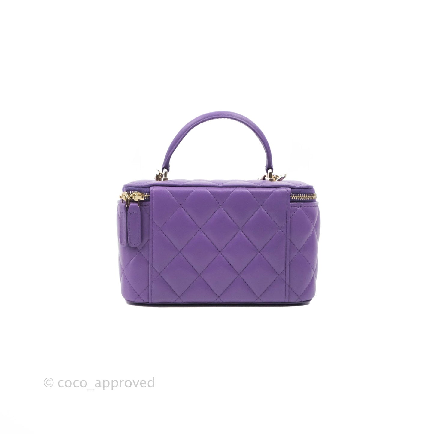 Chanel Classic Vanity Rectangular Top Handle With Chain Purple Lambskin Gold Hardware