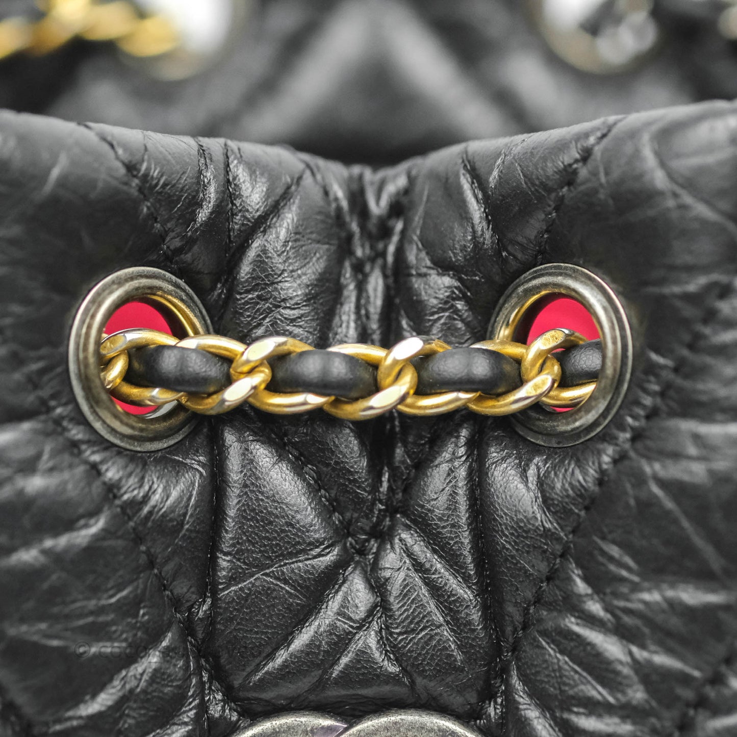 Chanel Chevron Small Gabrielle Backpack Black Aged Calfskin