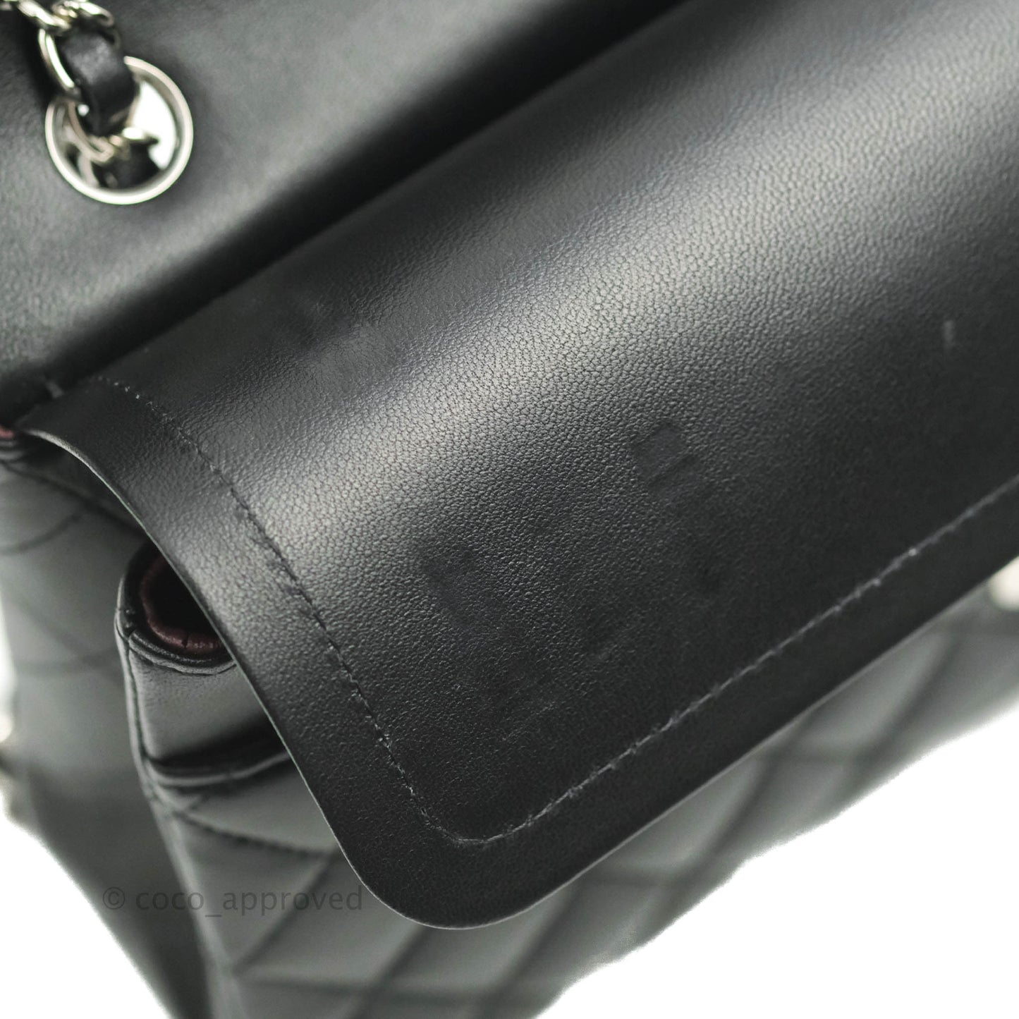 Chanel Classic M/L Medium Flap Quilted Black Lambskin Silver Hardware