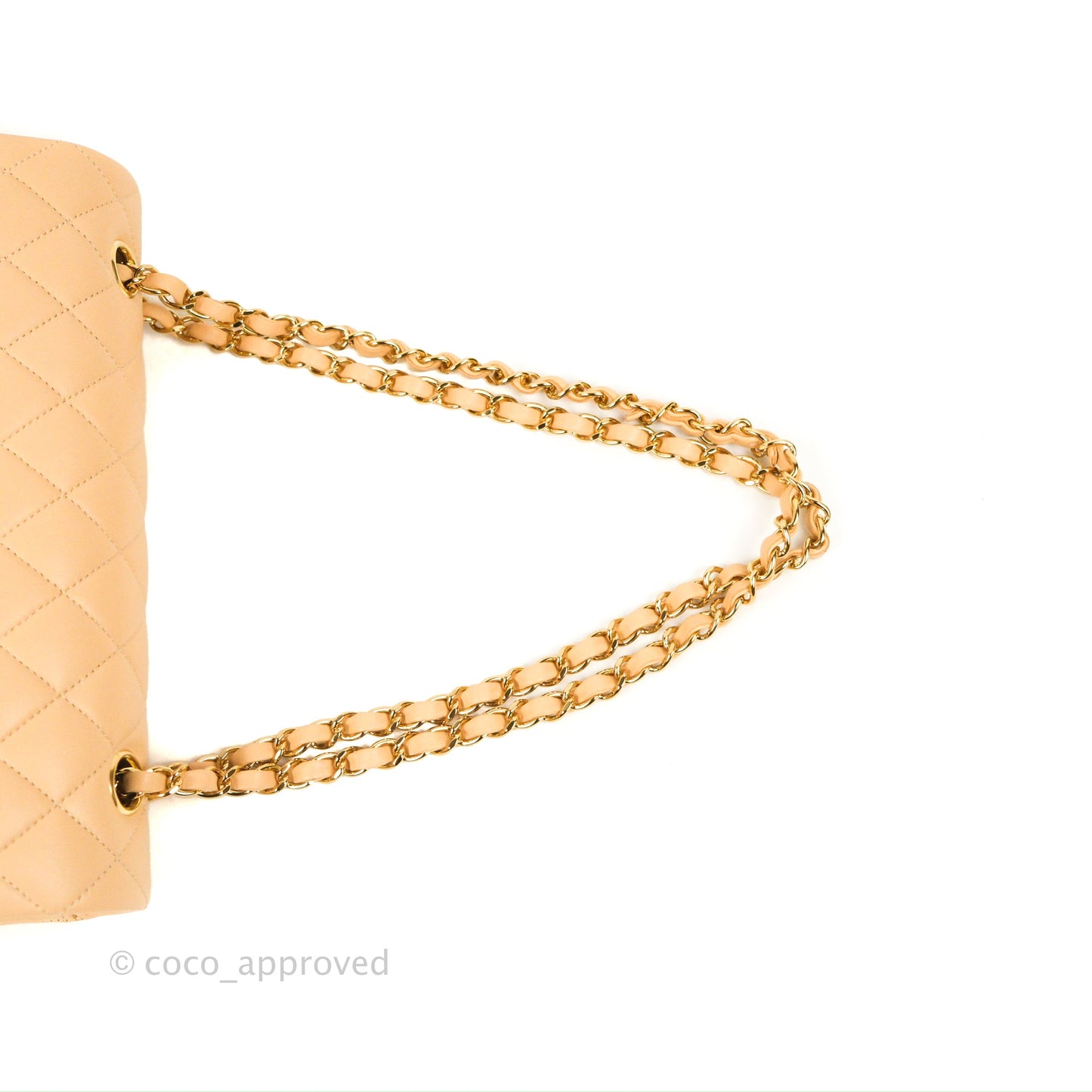 Chanel Classic M/L Medium Flap Quilted Beige Lambskin Gold Hardware