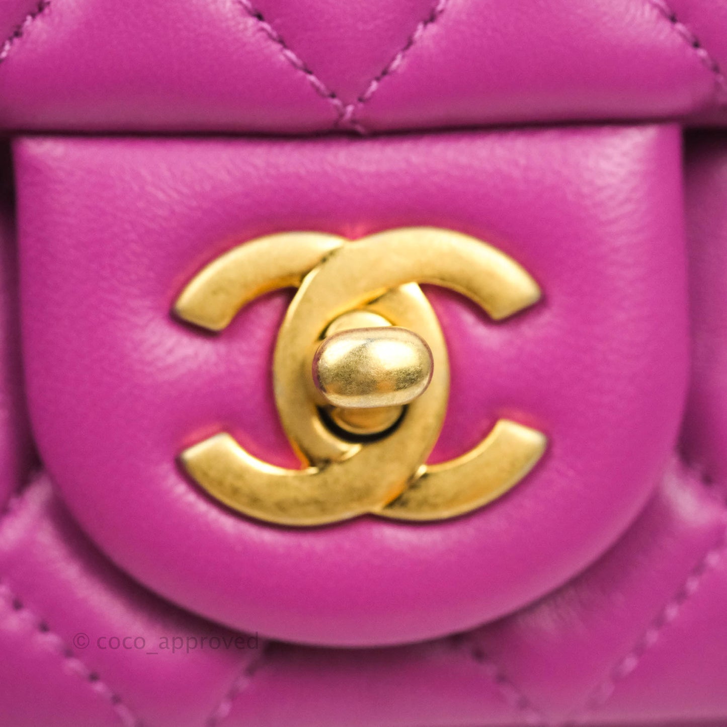 Chanel Mini Rectangular Pearl Crush Quilted Purple Lambskin Aged Gold Hardware