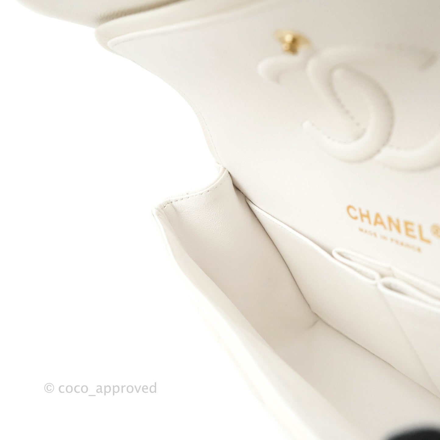 Chanel Classic Small S/M Flap White Caviar Gold Hardware 20S