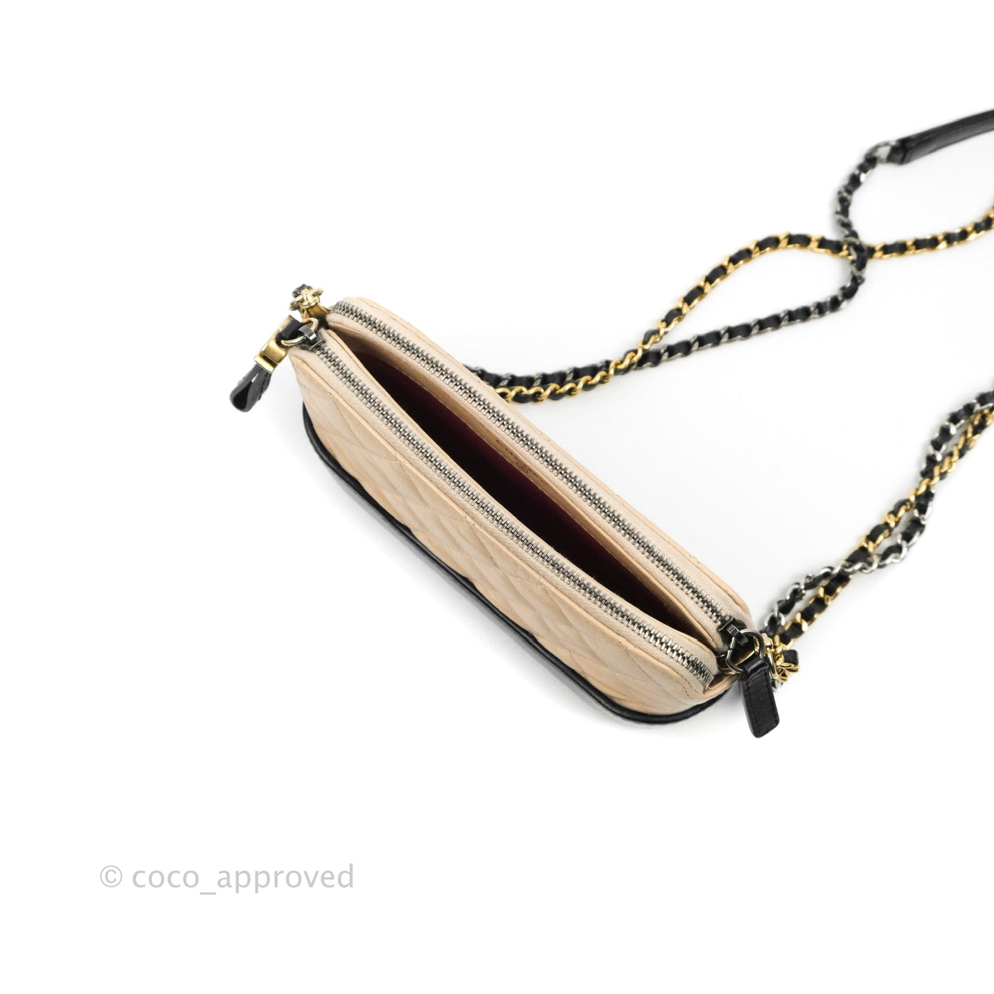Chanel Gabrielle Clutch With Chain Aged Calfskin Beige/ Black Mixed Hardware