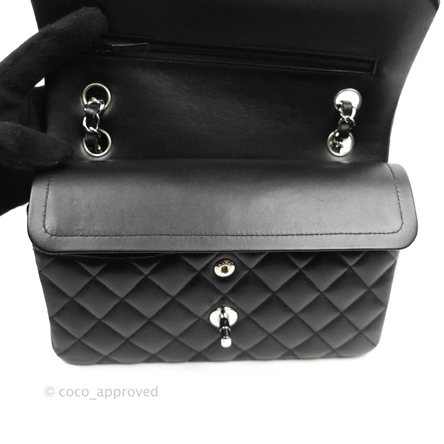 Chanel Small S/M Classic Flap Black Lambskin Silver Hardware