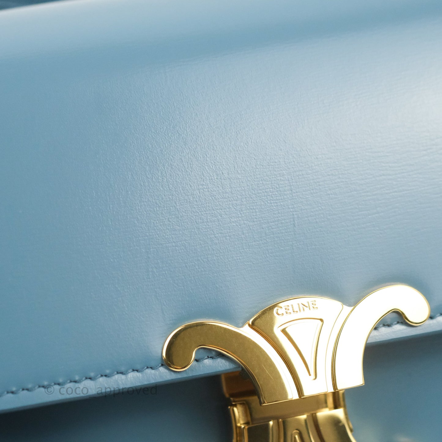 Celine Teen Triomphe Bag Shiny Calfskin Denim Blue