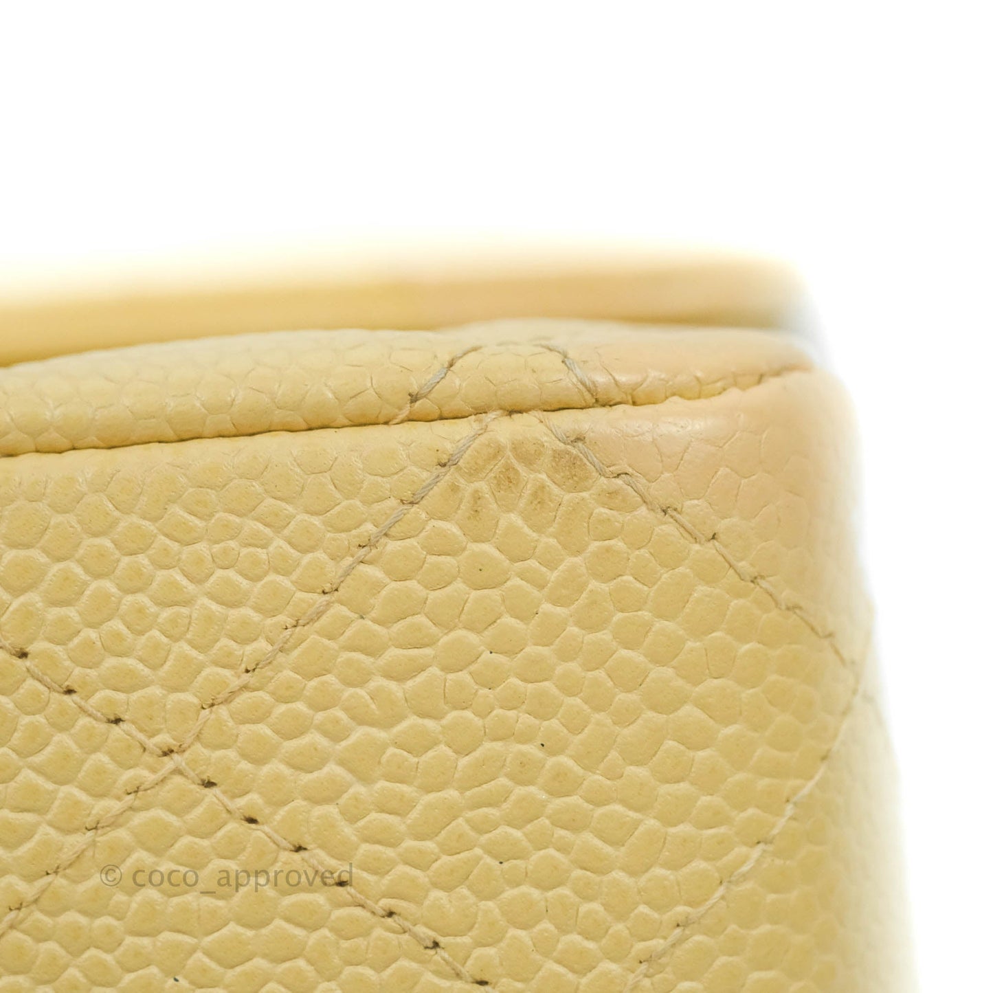 Chanel Vintage Classic M/L Medium Double Flap Bag Beige Caviar 24K Gold Hardware