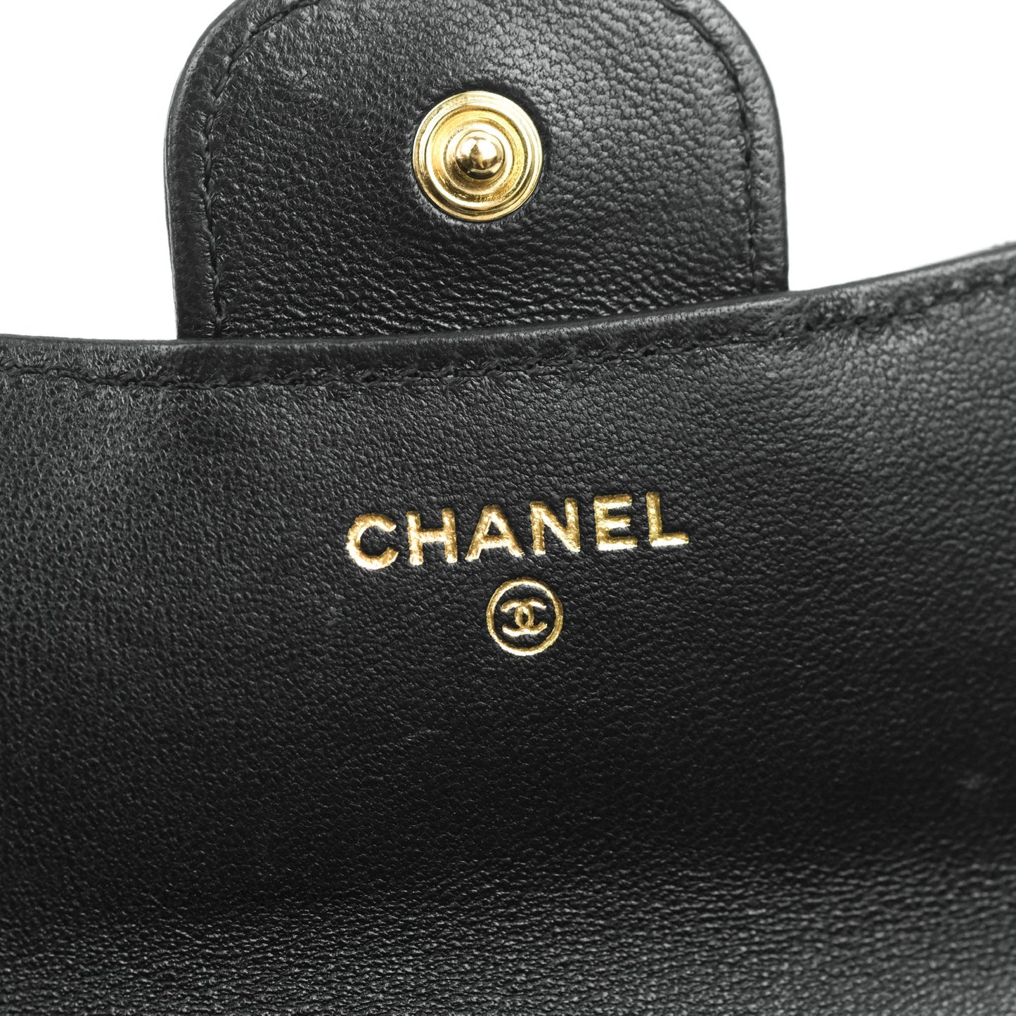 Chanel Mini Handle Flap Coin Purse With Chain Black Lambskin Gold Hardware