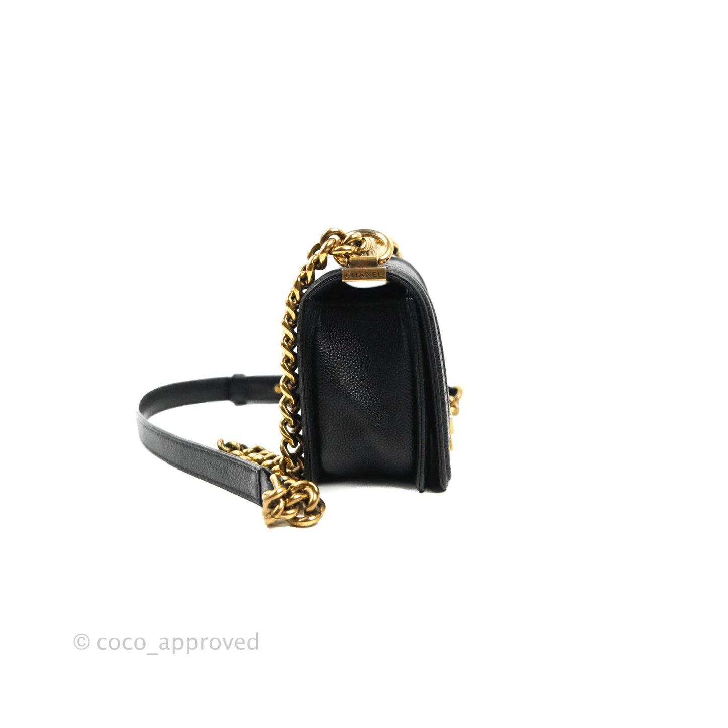 Chanel Quilted Small Boy Black Caviar Aged Gold Hardware