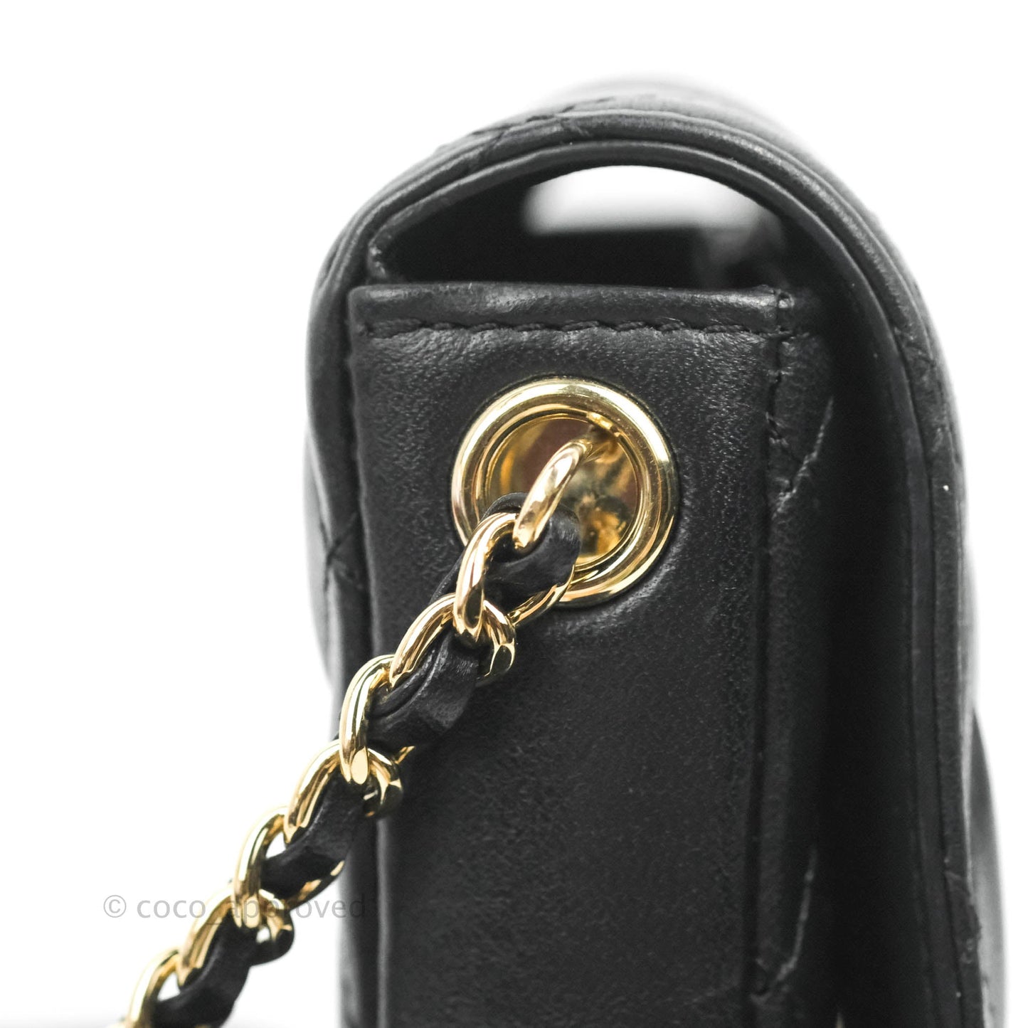 Chanel Classic Twin Flap Bag Side Pack Black Lambskin Gold Hardware