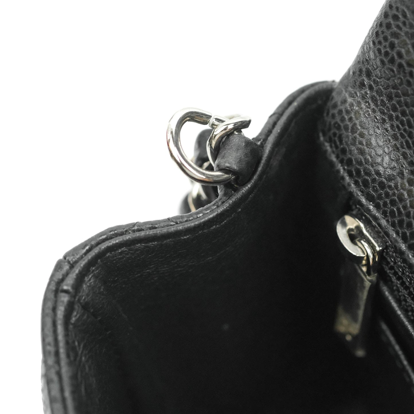 Chanel Quilted Mini Rectangular Flap Black Caviar Silver Hardware 18S