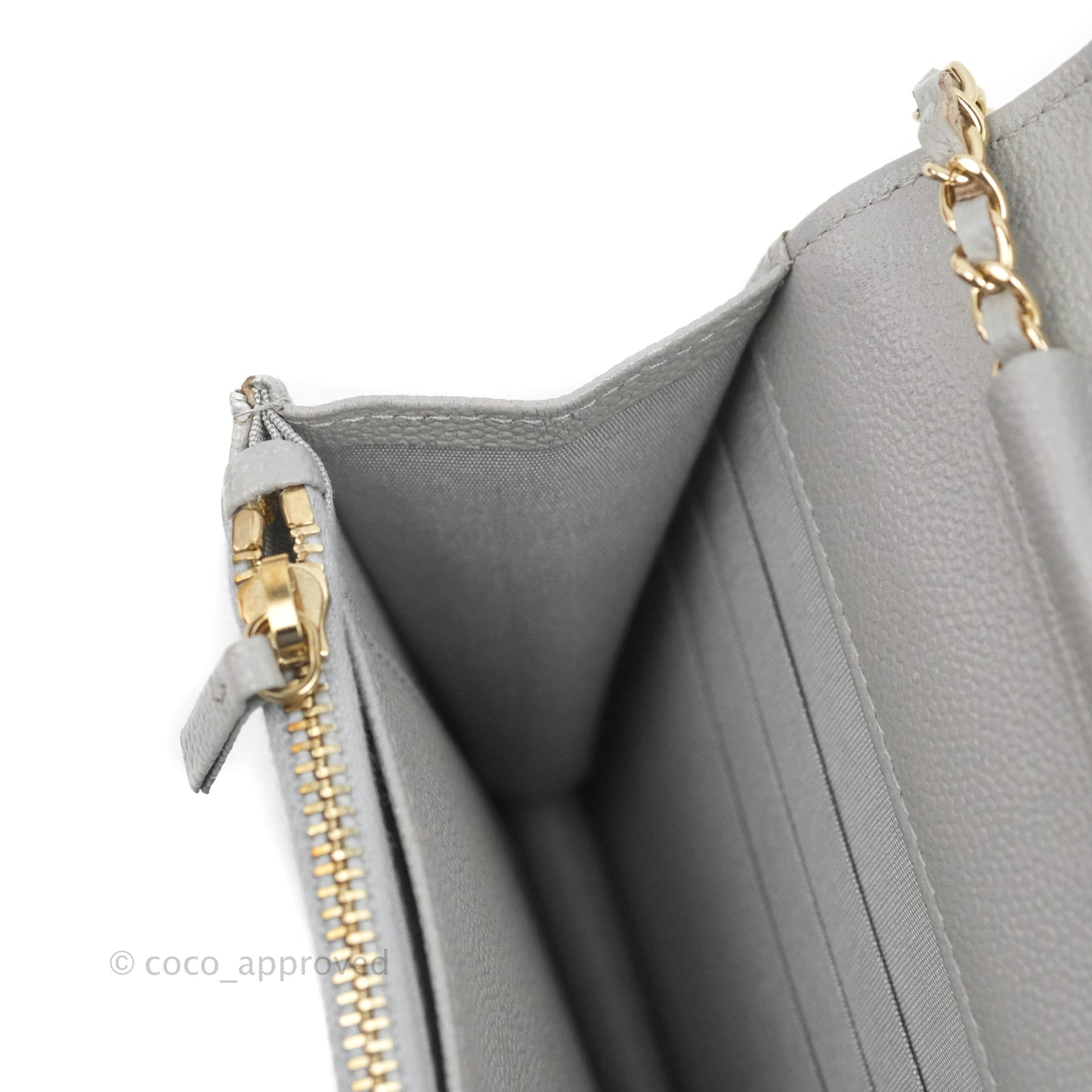 Chanel Golden Class Wallet on Chain WOC Grey Caviar Gold Hardware