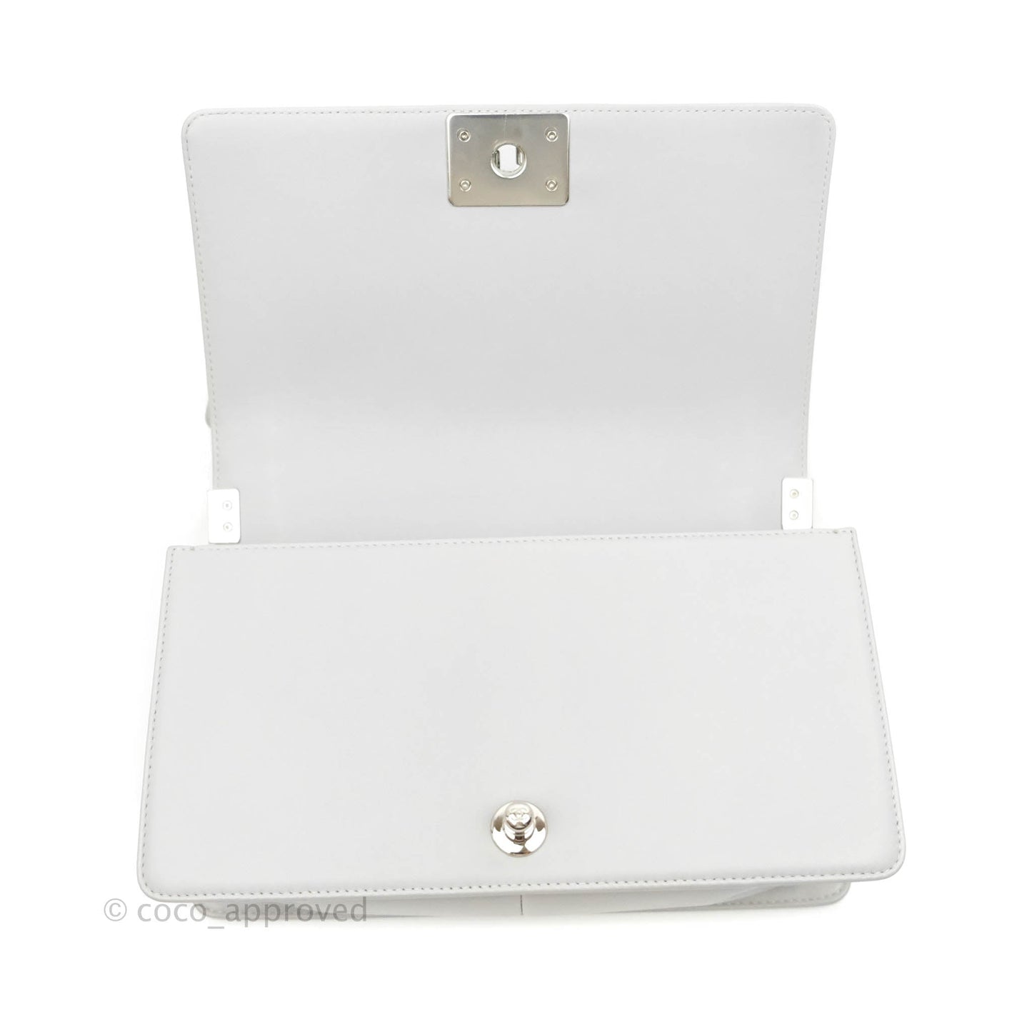 Chanel Quilted Medium Boy Grey Lambskin Silver Hardware