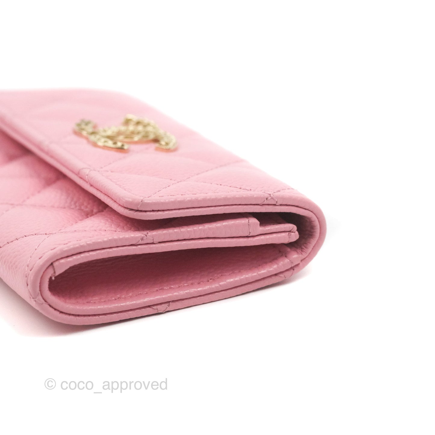 Chanel Quilted Flap Card Holder Pink Caviar Gold Hardware