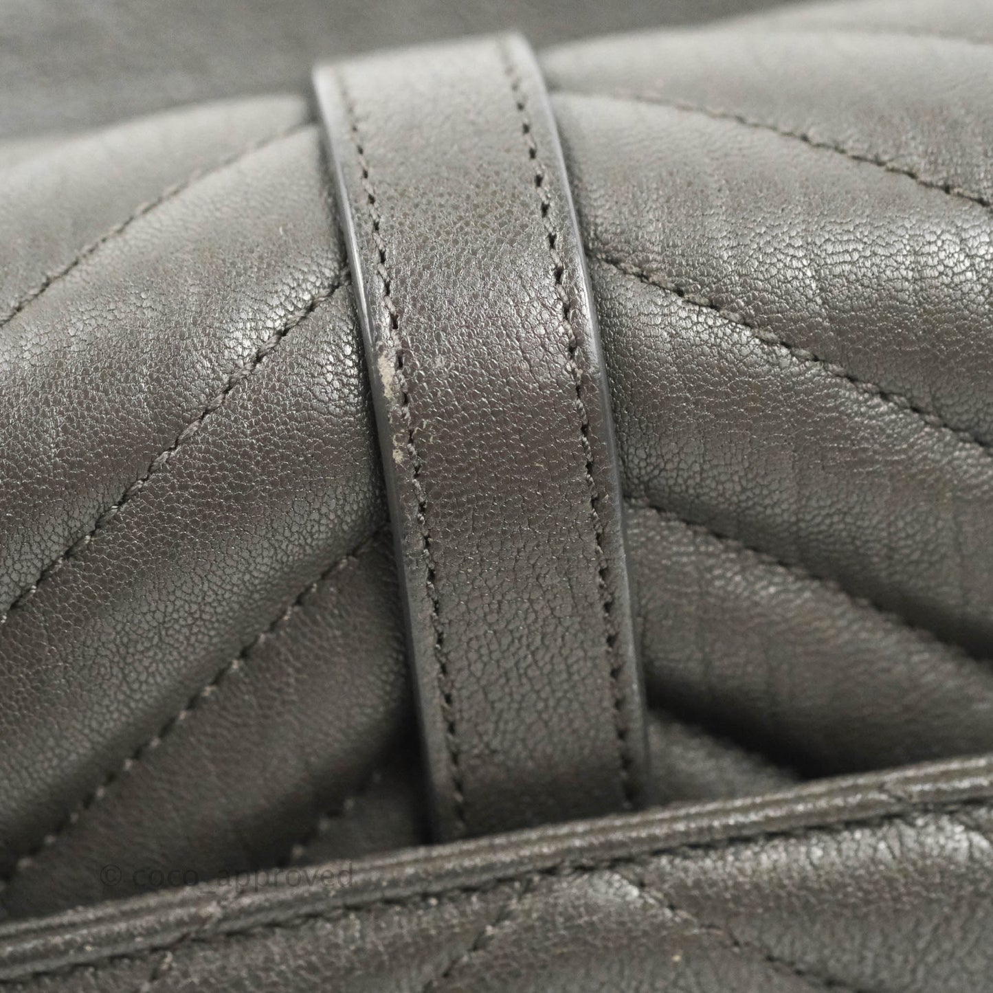 Saint Laurent Chevron Medium College Grey Chain Bag Ruthenium Hardware