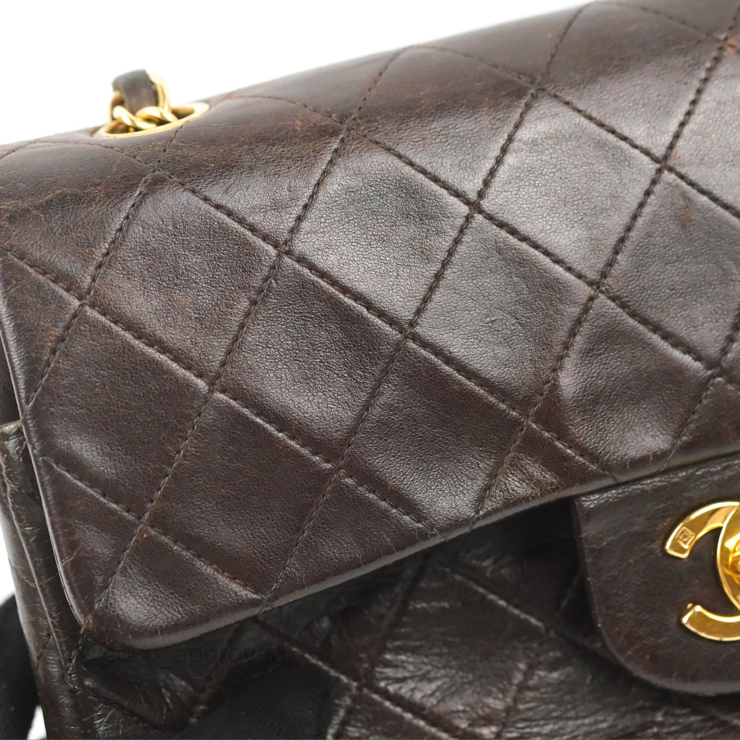 Chanel Vintage Small Classic Flap Brown Lambskin 24K Gold Hardware