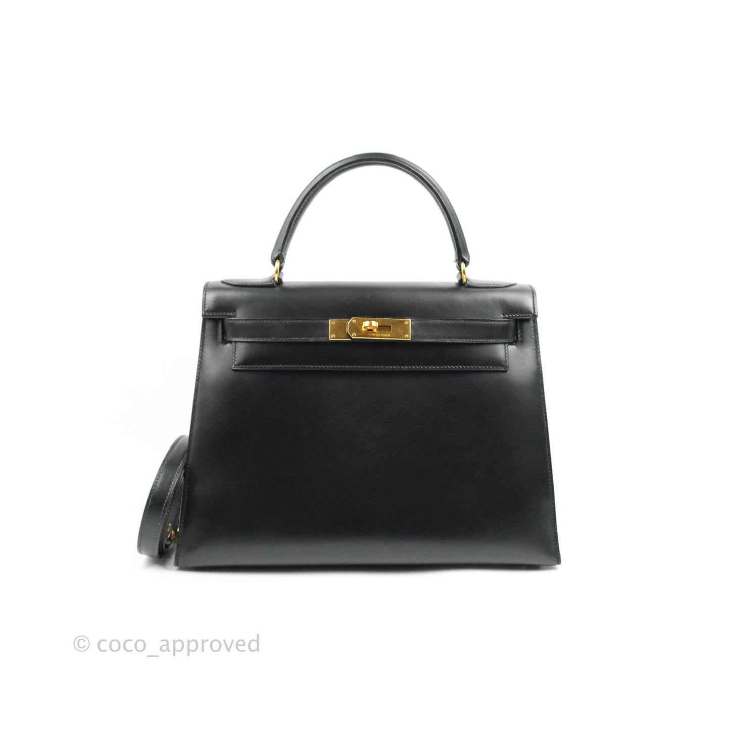 Hermès Kelly 28 Vintage Sellier Black Box Leather Gold Hardware