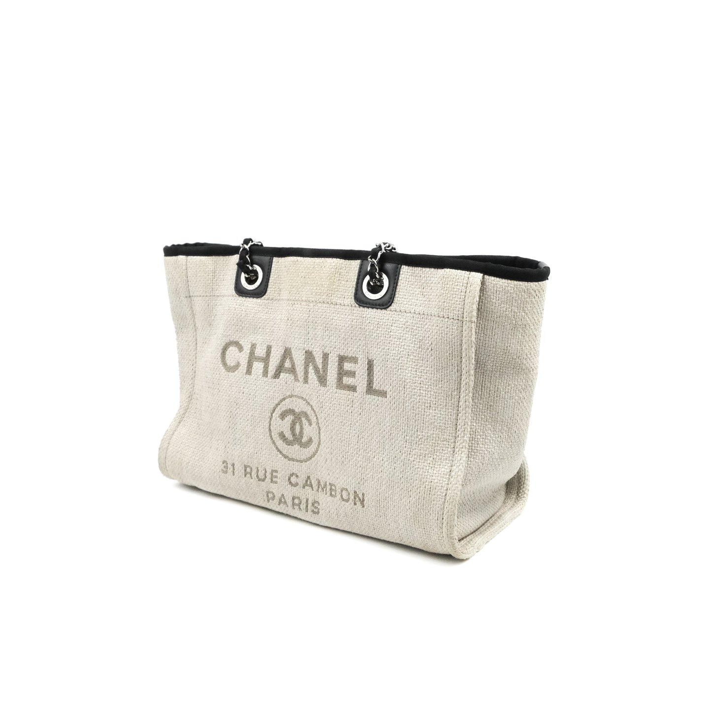 Chanel Medium Deauville Tote Light Grey Canvas
