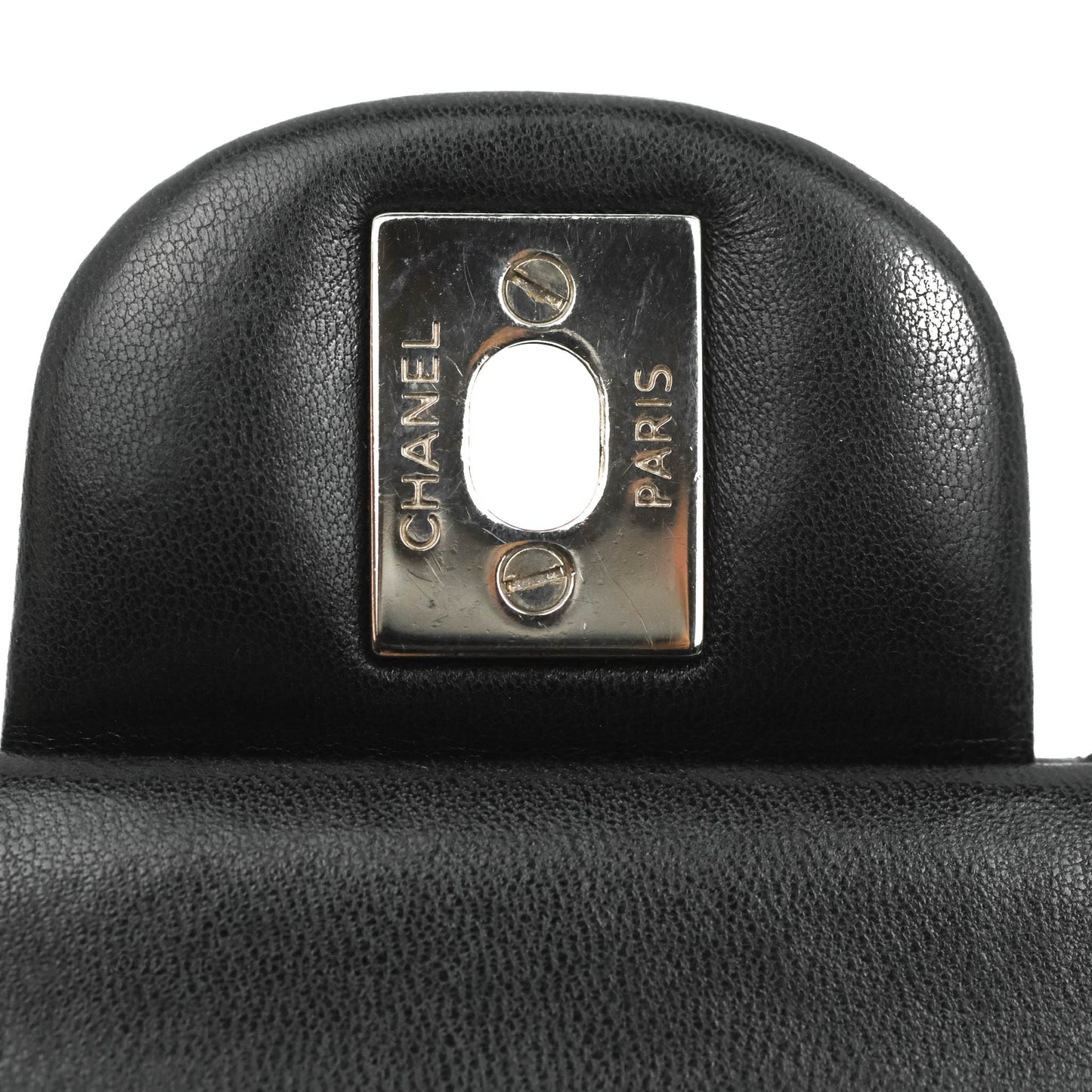 Chanel Quilted Classic M/L Medium Flap Black Lambskin Silver Hardware