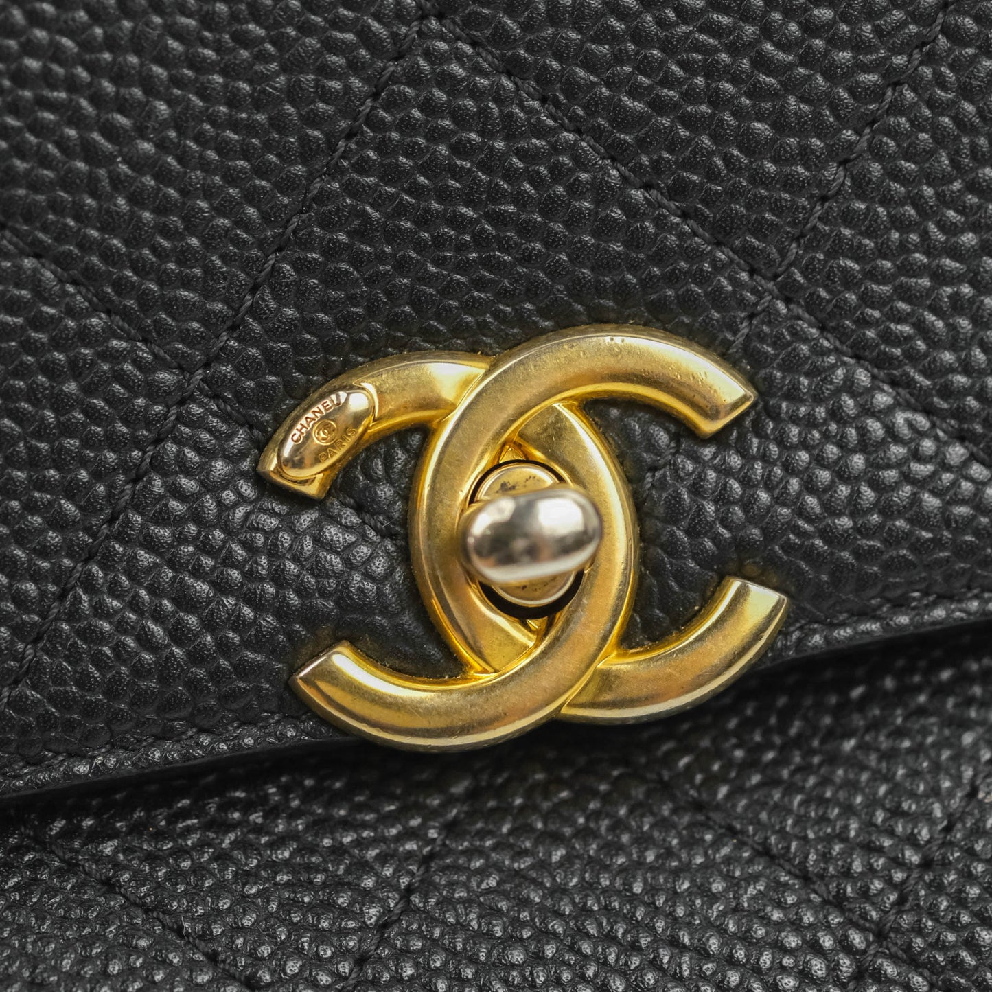Chanel Small Chic Affinity Grained Calfskin Black Gold Hardware