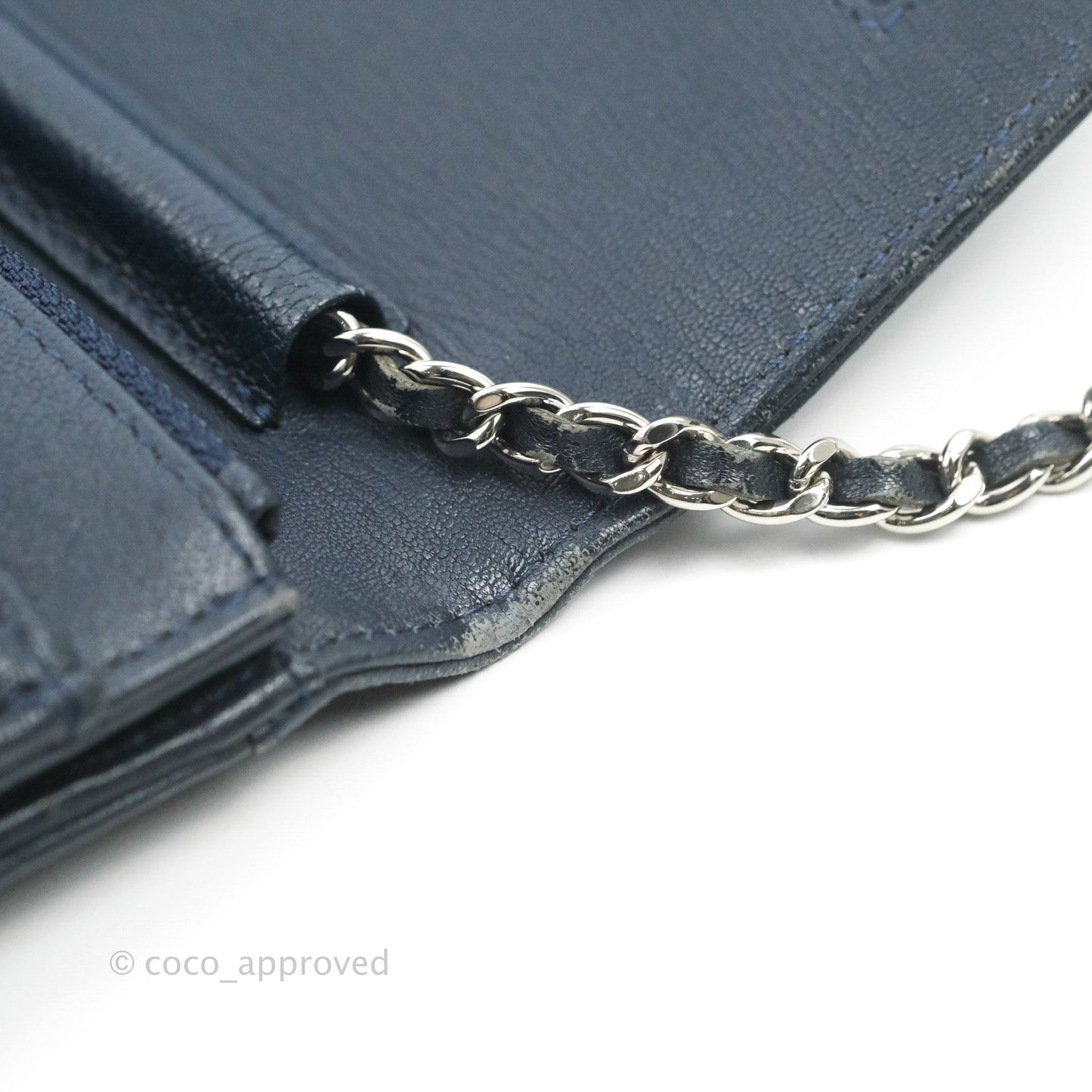 Chanel Urban Companion Wallet on Chain WOC Navy Calfskin Silver Hardware