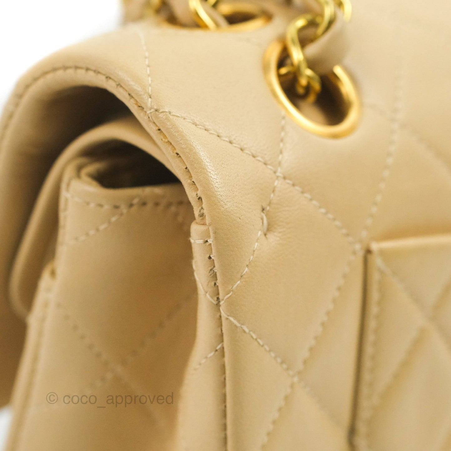Chanel Classic Vintage Small Flap Beige Lambskin 24K Gold Hardware