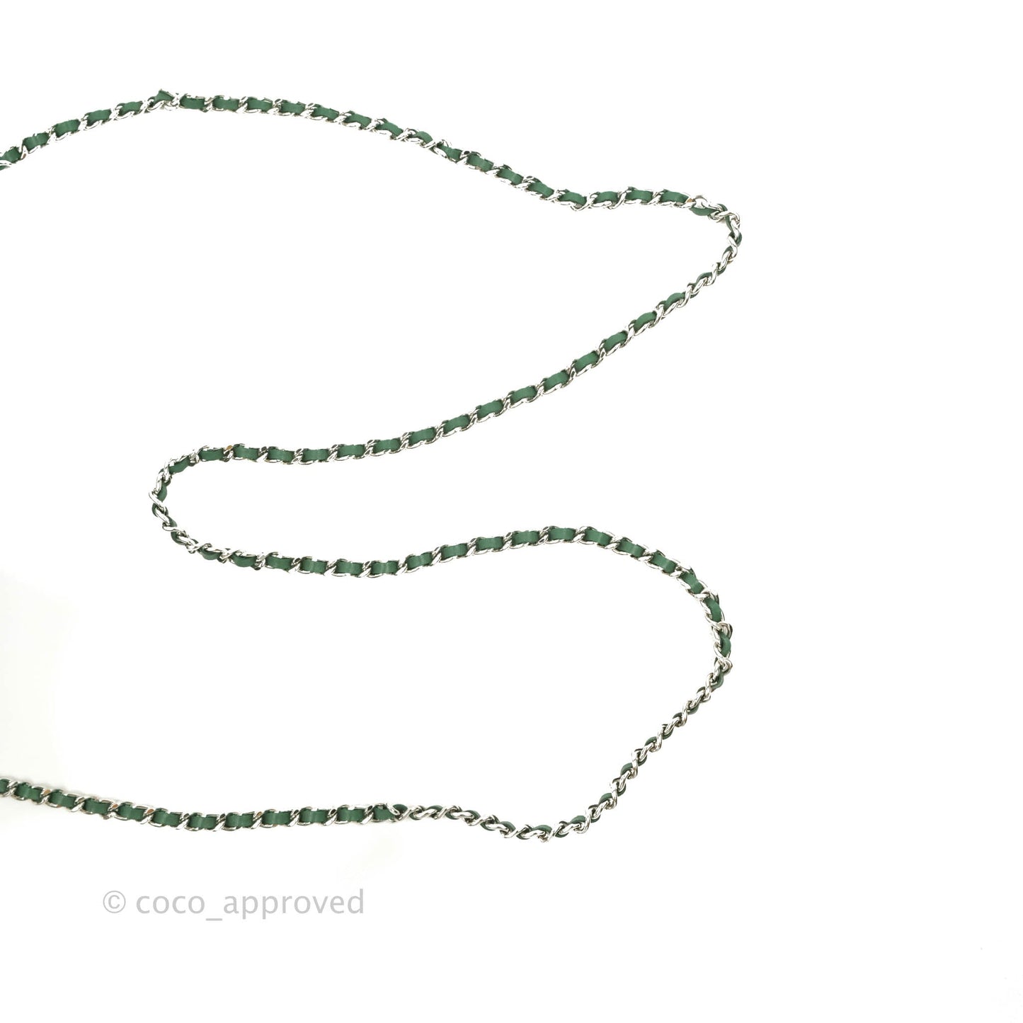 Chanel Quilted Classic Wallet on Chain WOC Green Lambskin Silver Hardware
