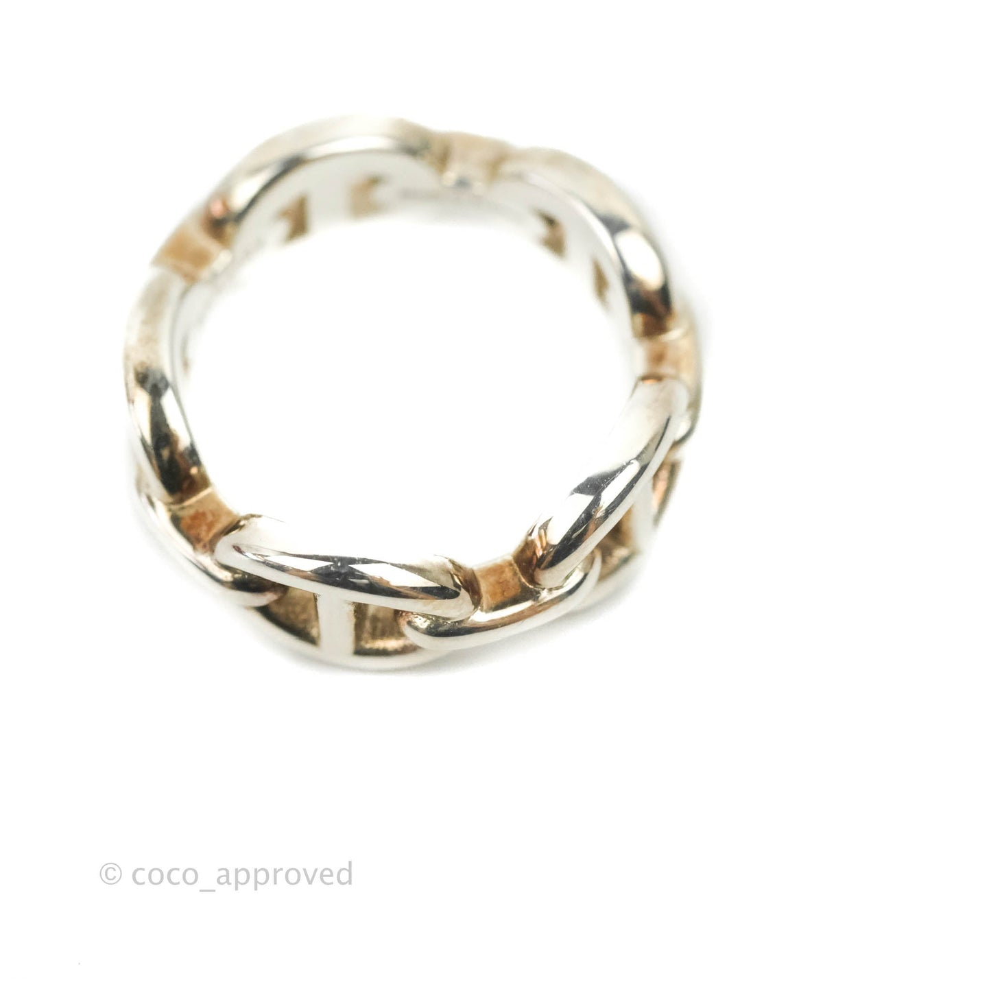 Hermès Sterling Silver PM Chaine d'Ancre Enchainee Band Ring 51