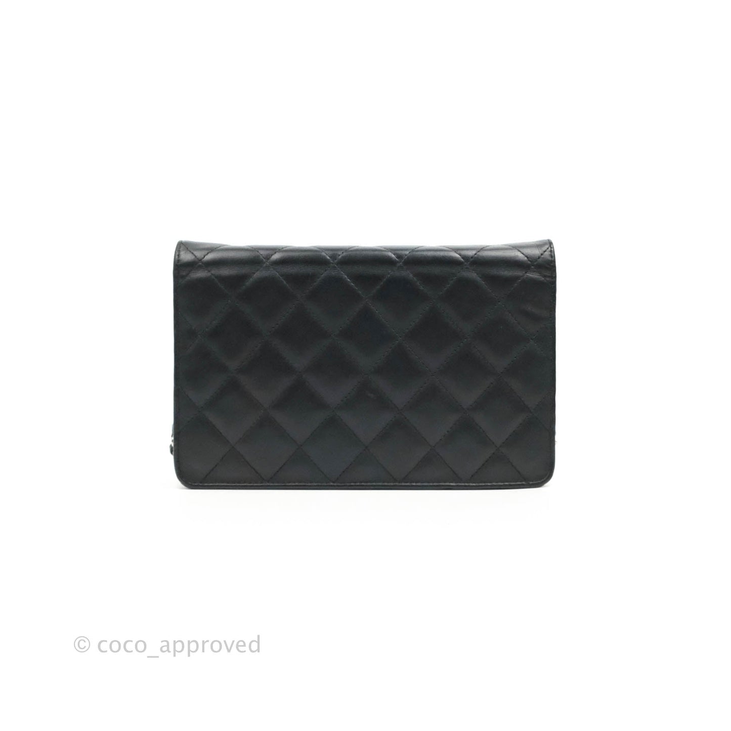 Chanel Calfskin Quilted Cambon Wallet on Chain WOC Black Silver Hardware
