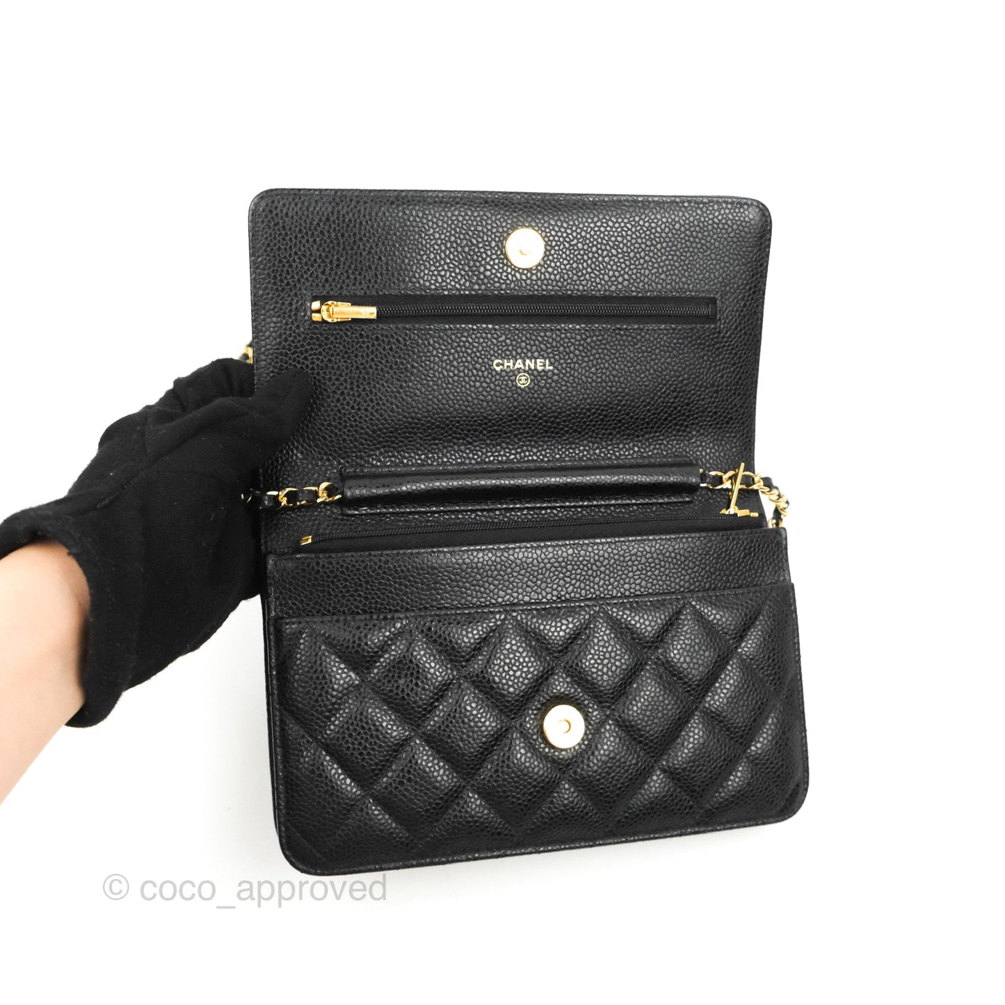 Chanel Quilted Classic WOC Black Caviar Gold Hardware