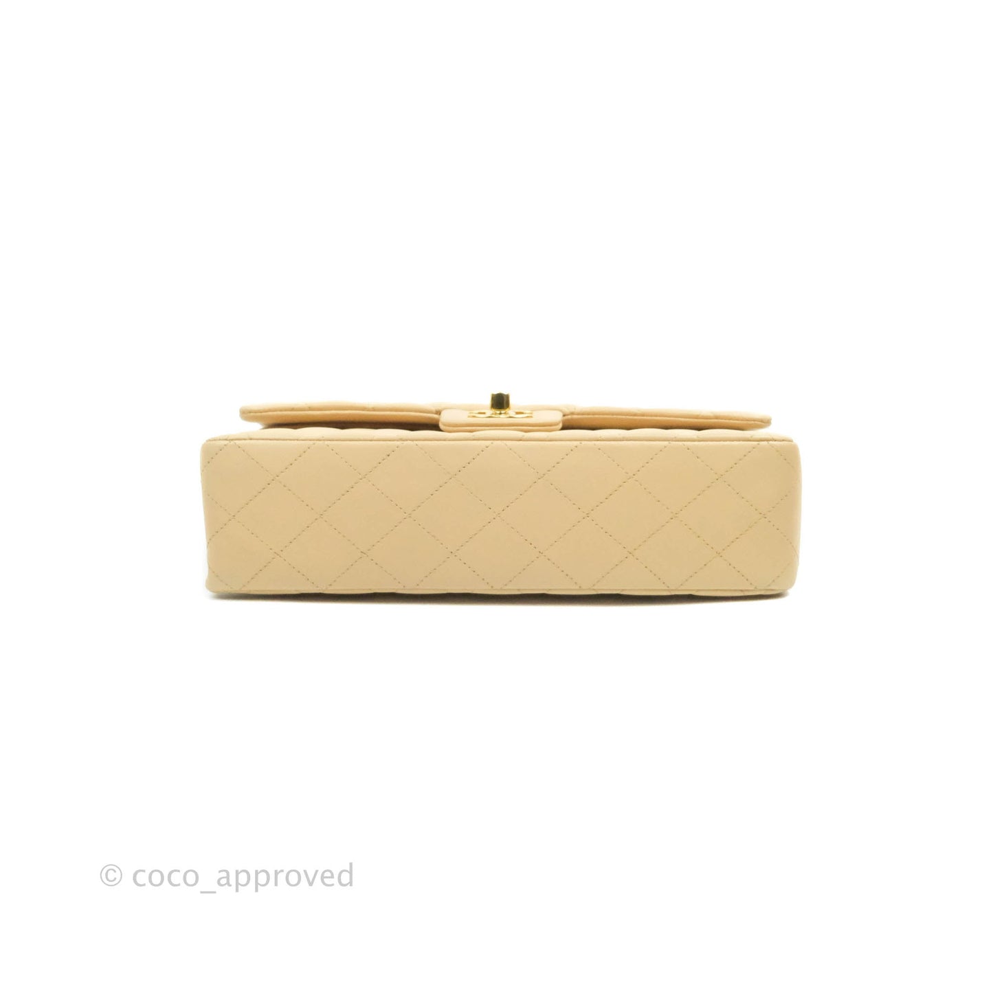 Chanel Classic M/L Medium Flap Quilted Beige Lambskin Gold Hardware