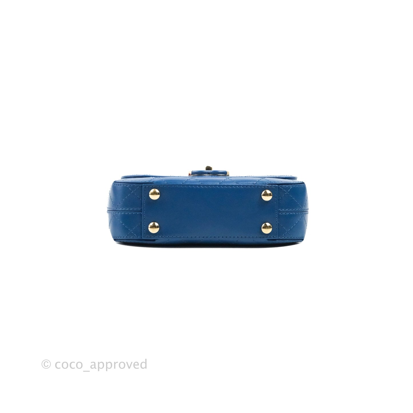 Chanel Blue Quilted Leather Small Frame In Flap Bag