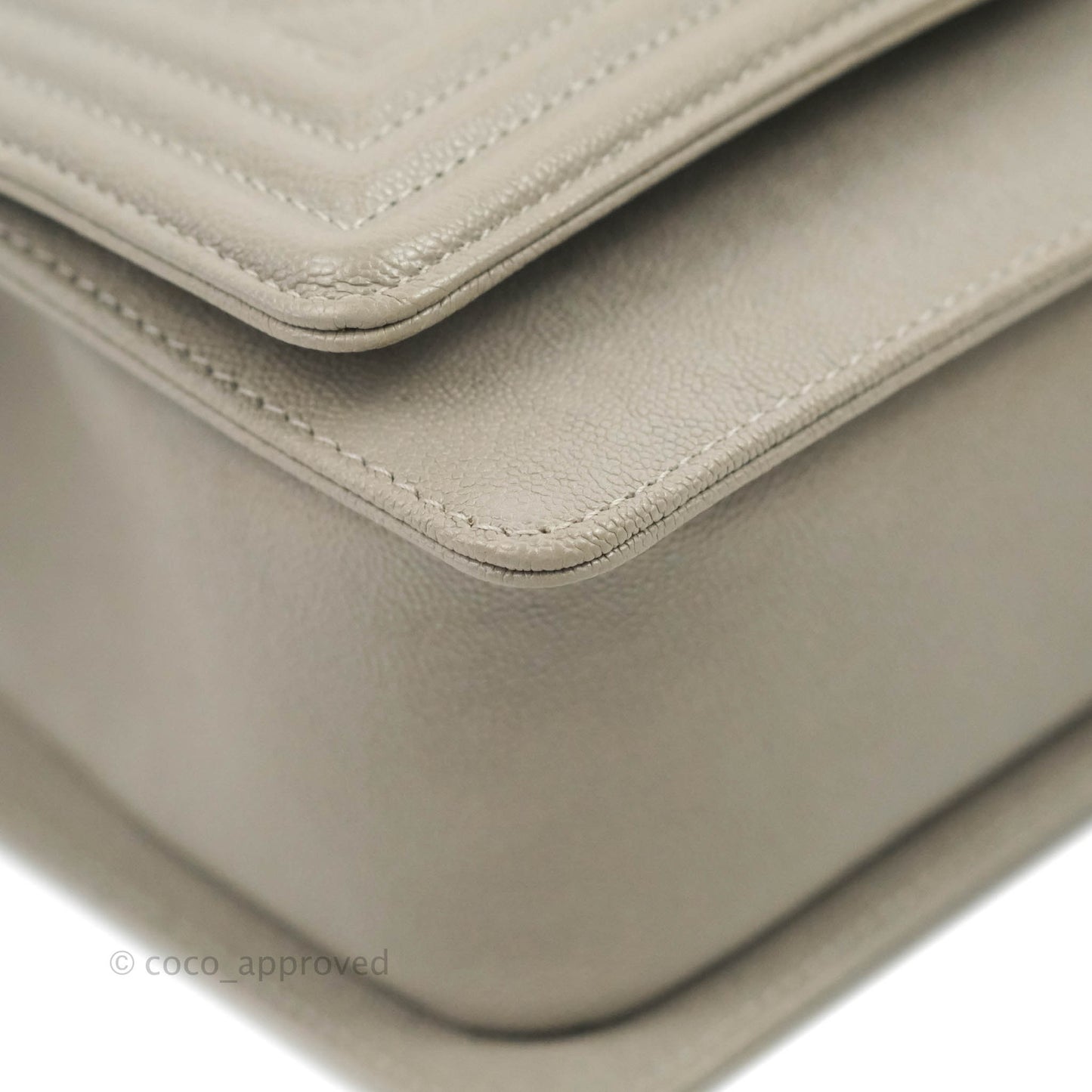 Chanel Quilted Medium Boy Etoupe Grey Caviar Silver Hardware