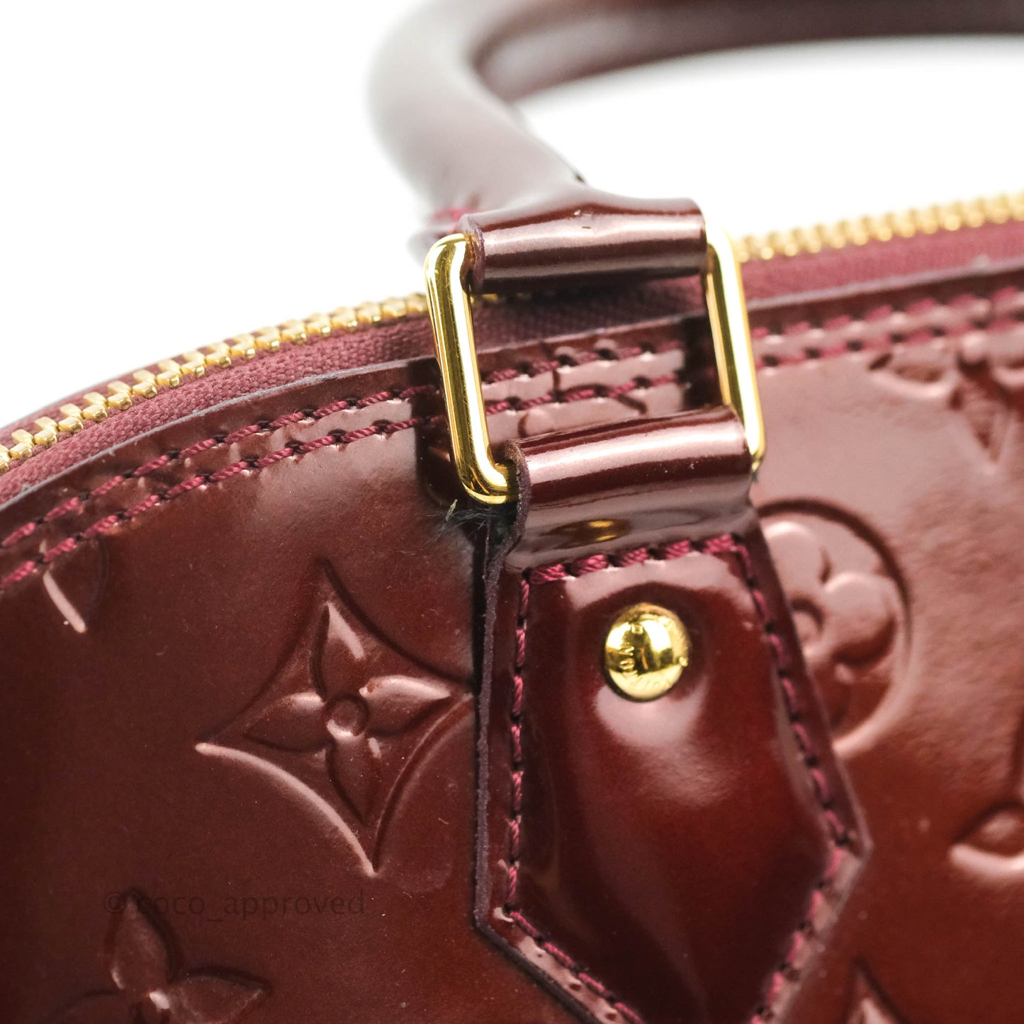 Louis Vuitton Alma PM Burgundy Patent Gold Hardware