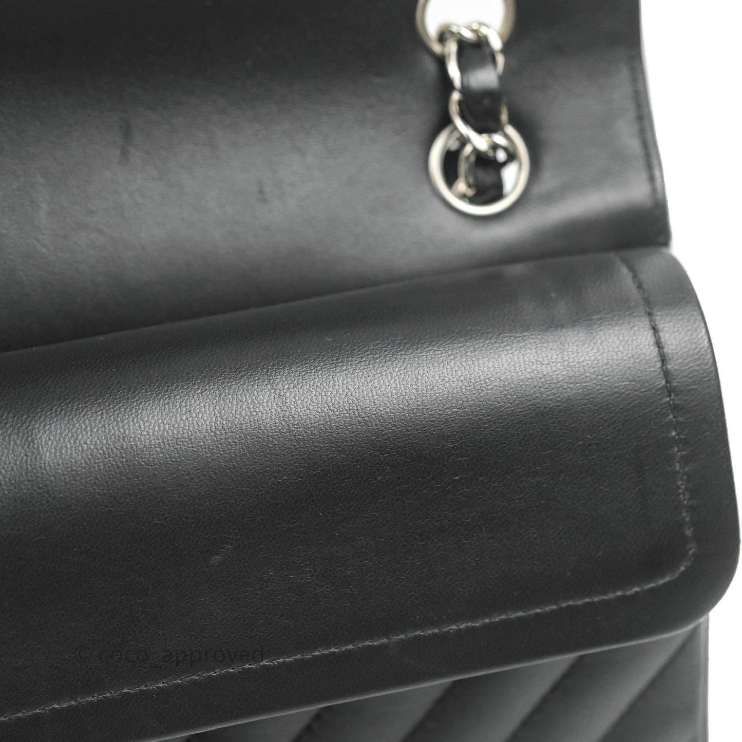Chanel Classic Chevron S/M Small Double Flap Black Lambskin Silver Hardware