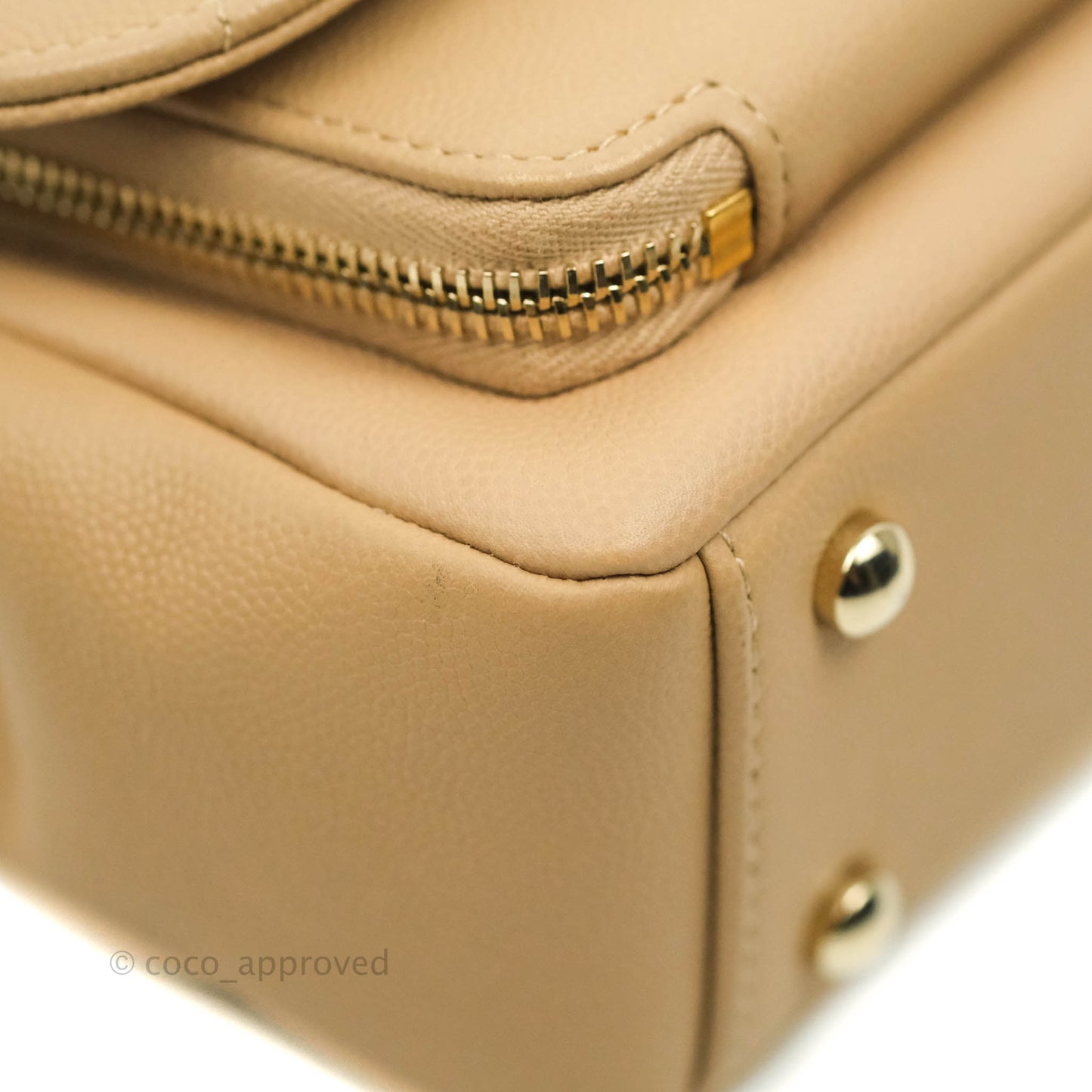 Chanel Quilted Small Business Affinity Flap Dark Beige Caviar Light Gold Hardware