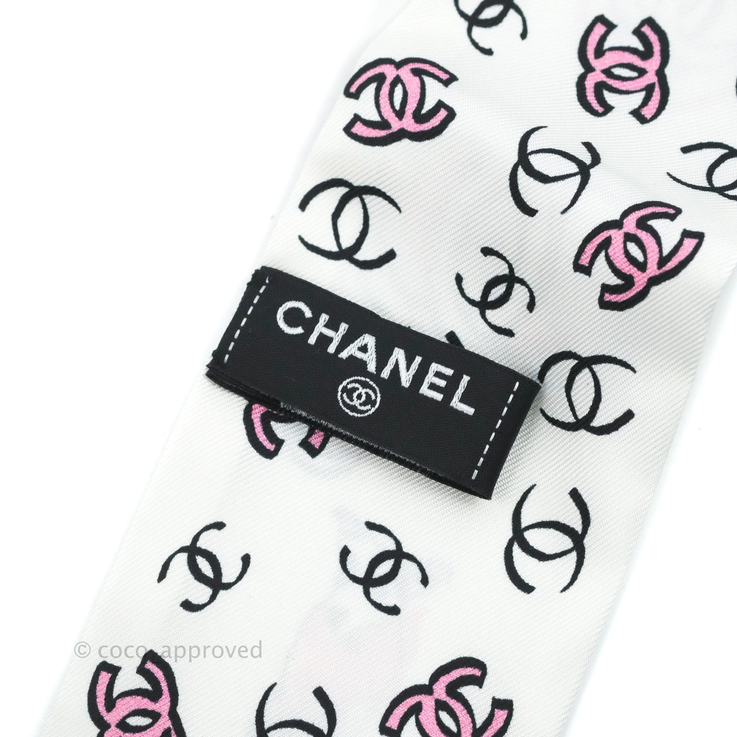 Chanel CC Silk Twilly Black & White