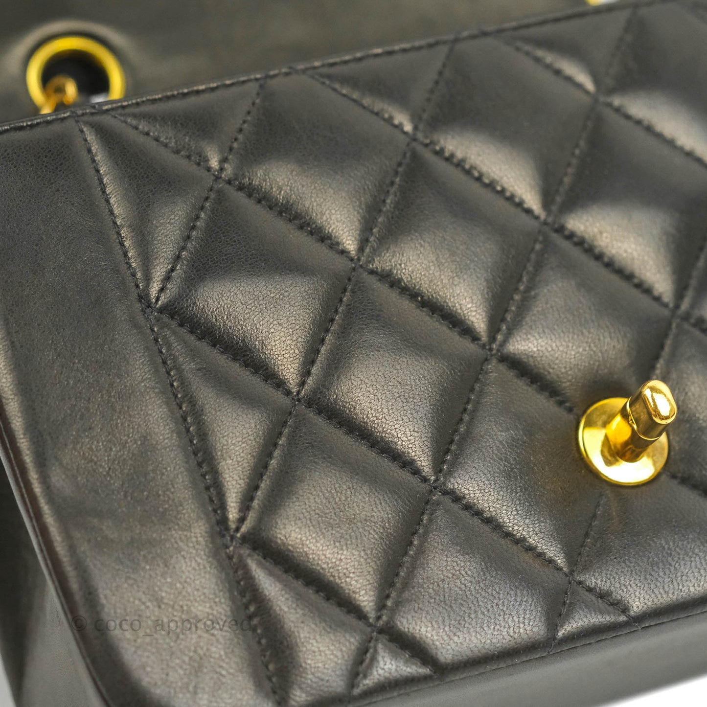 Chanel Vintage Small Quilted Classic Diana Flap Bag Black Lambskin 24K Gold Hardware
