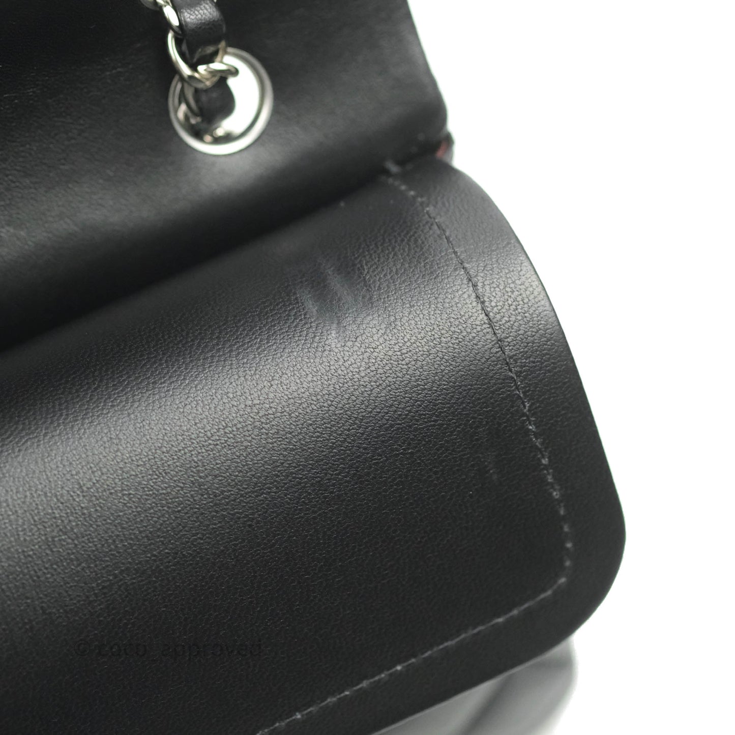 Chanel Classic M/L Medium Flap Quilted Black Lambskin Silver Hardware