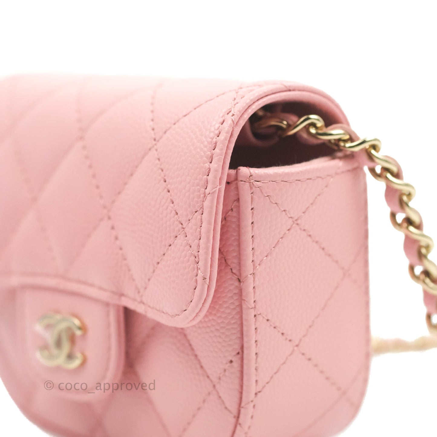 Chanel Classic Clutch With Chain Pink Caviar Gold Hardware