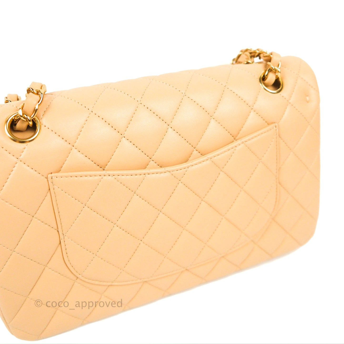 Chanel Classic M/L Medium Flap Quilted Beige Lambskin Gold Hardware