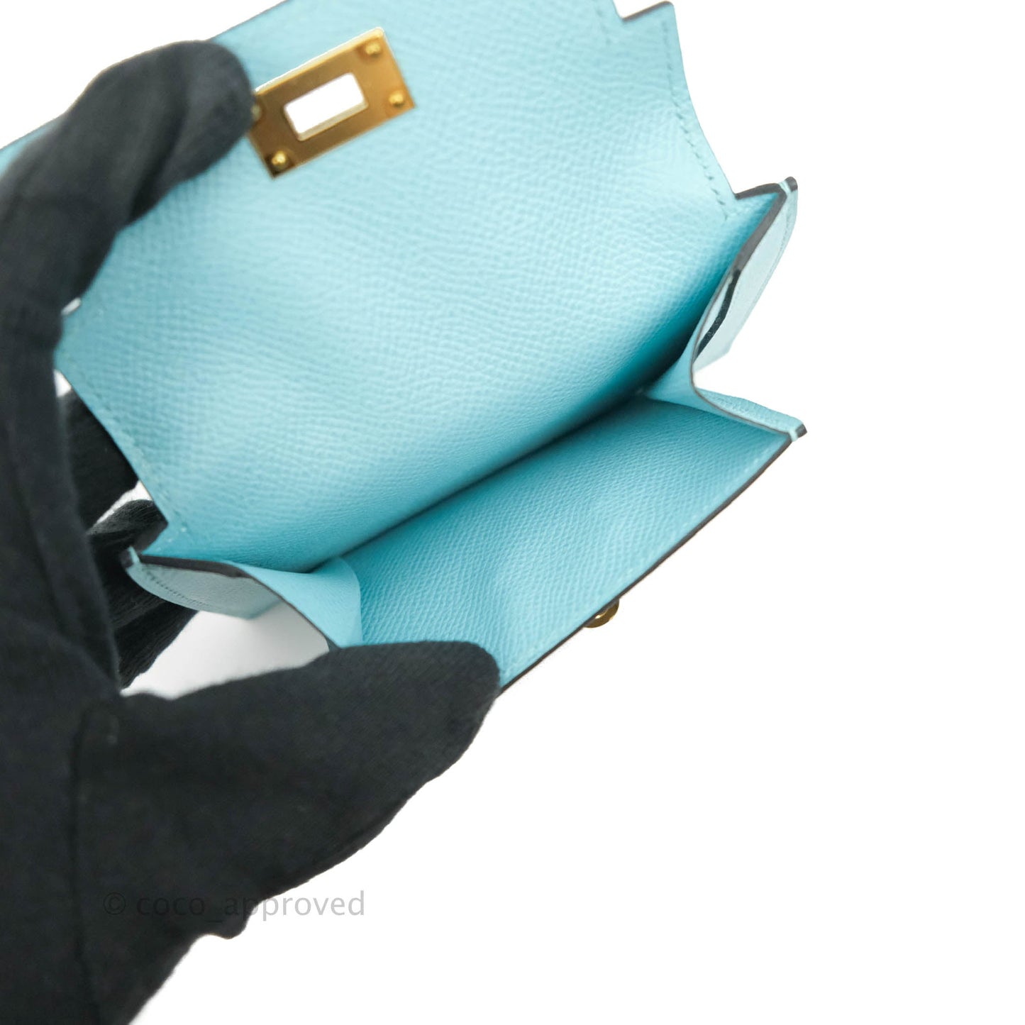 Hermès Kelly Pocket Compact Wallet Epsom Bleu De Nord Gold Hardware