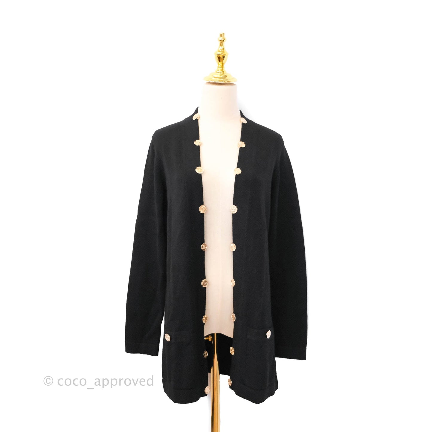 Chanel Long Cardigan Black 22SS Size 38