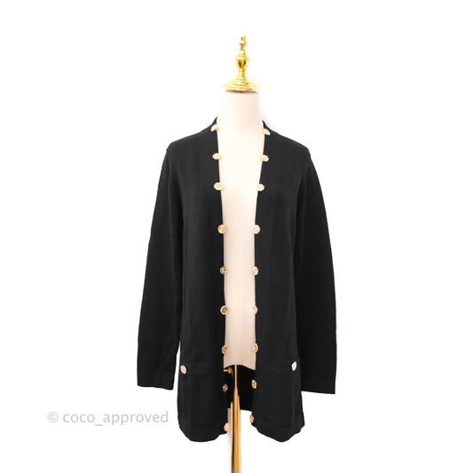 Chanel Long Cardigan Black 22SS Size 38