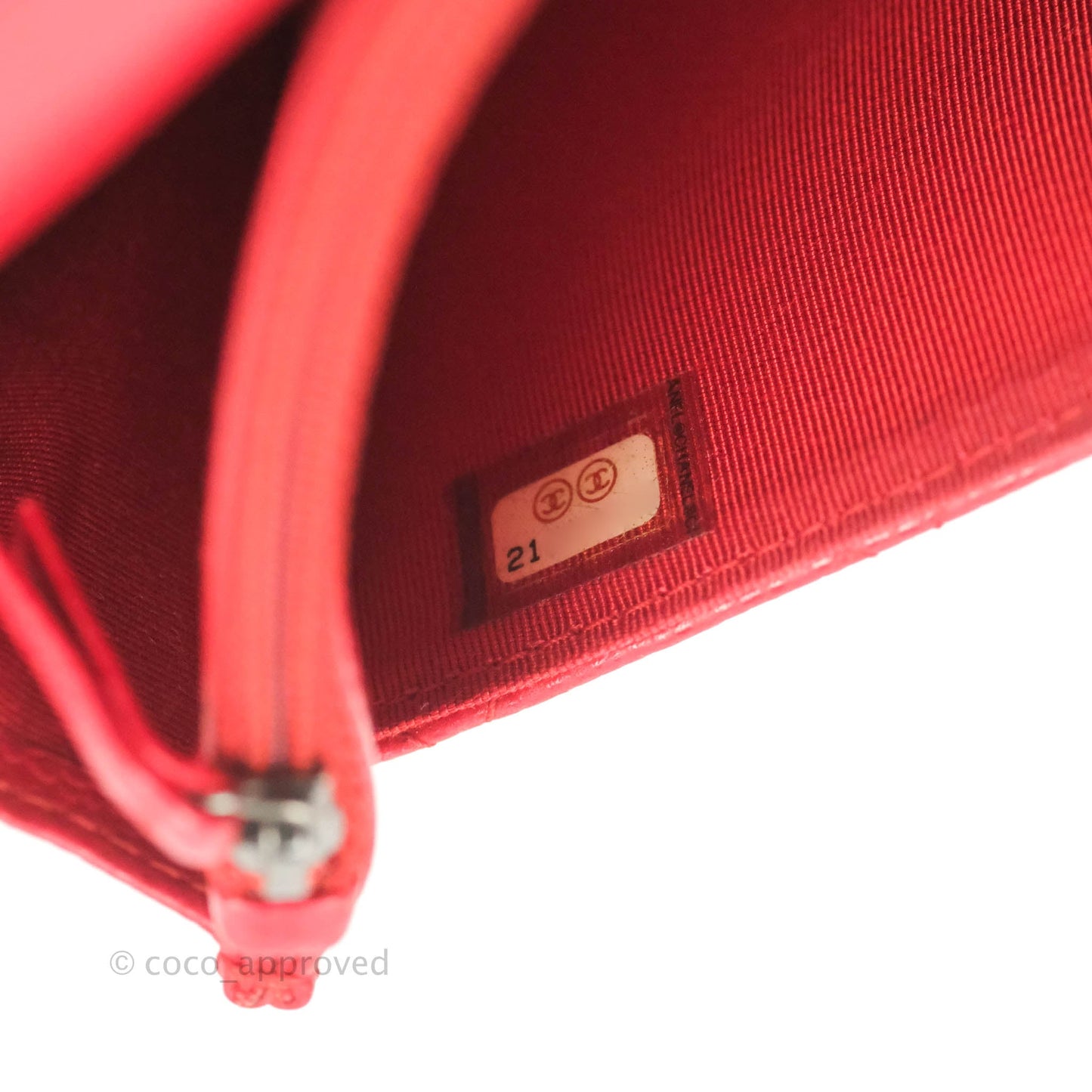Chanel Quilted Classic Wallet on Chain WOC Red Caviar Ruthenium Hardware