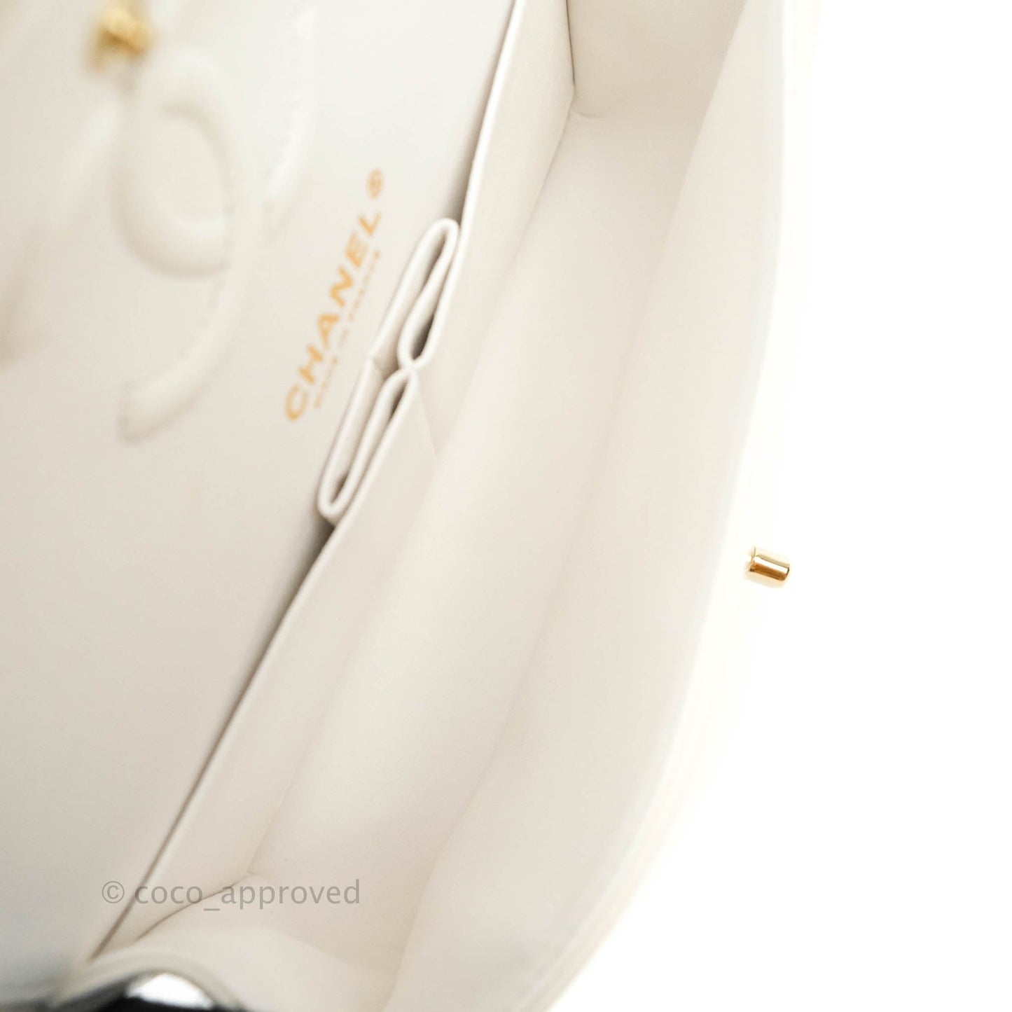 Chanel Classic Small S/M Flap White Caviar Gold Hardware 20S