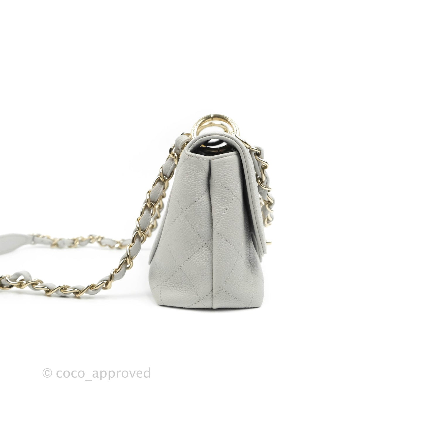 Chanel Quilted Small City Walk Flap Light Grey Caviar Gold Hardware