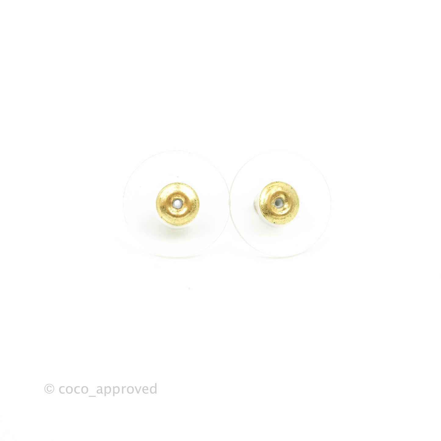 Chanel CC Pearl Rhinestone Earrings Gold Tone 21A