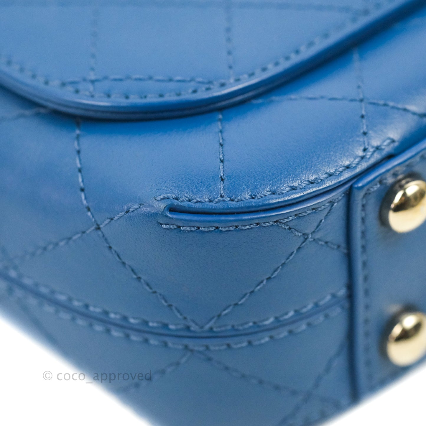 Chanel Blue Quilted Leather Small Frame In Flap Bag