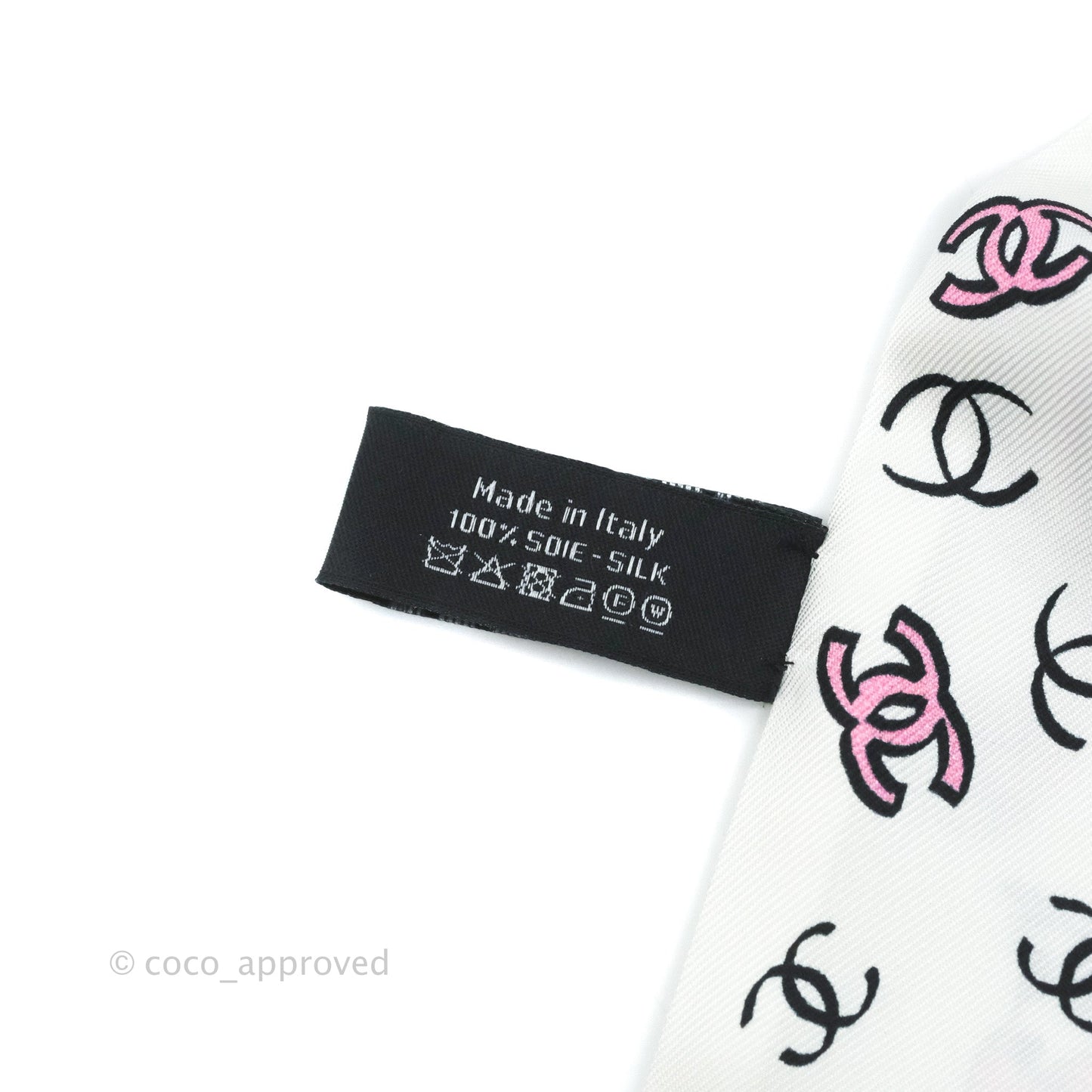 Chanel CC Silk Twilly Black & White