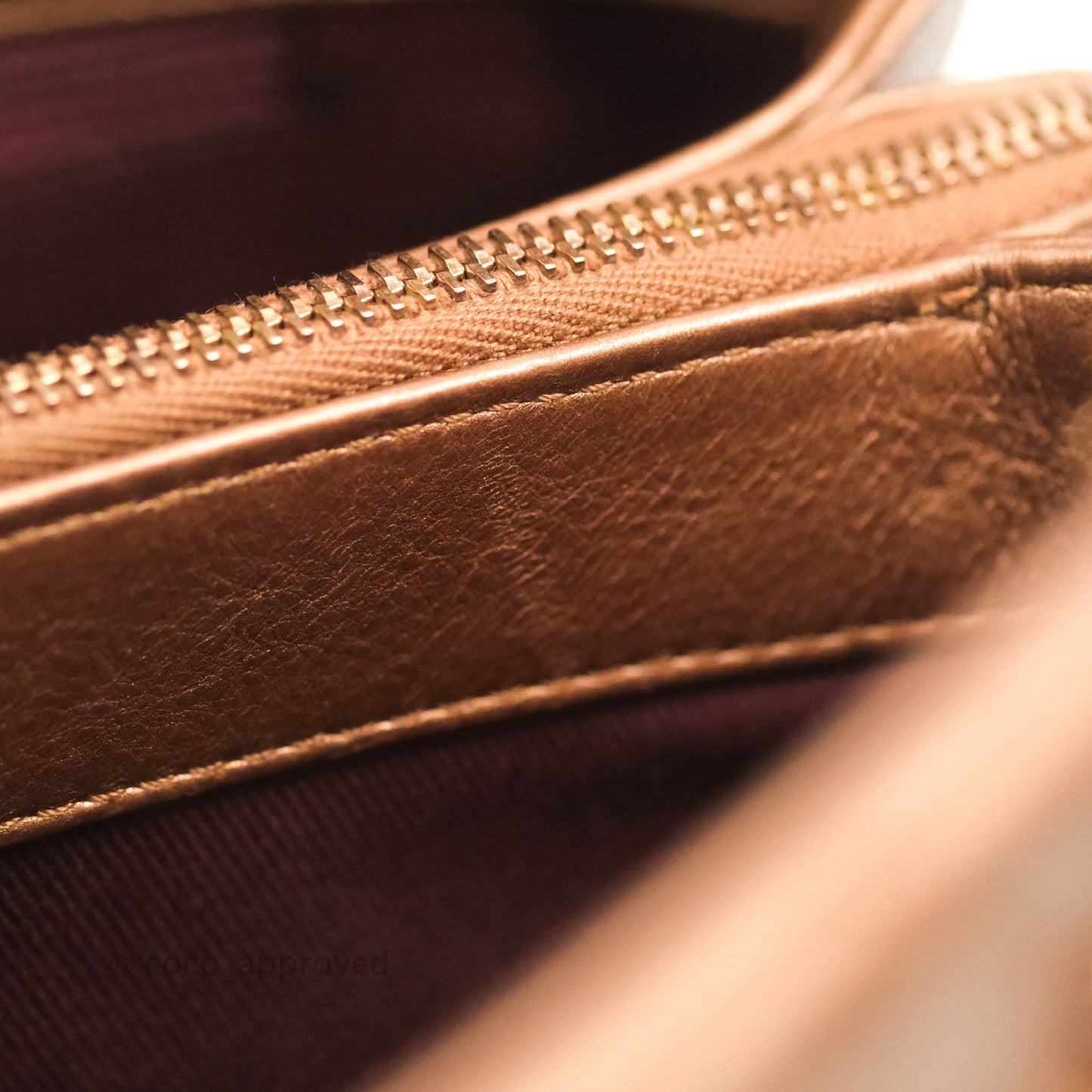 Chanel Iridescent Goatskin Quilted Small CC Eyelet Tote Copper Rose Gold